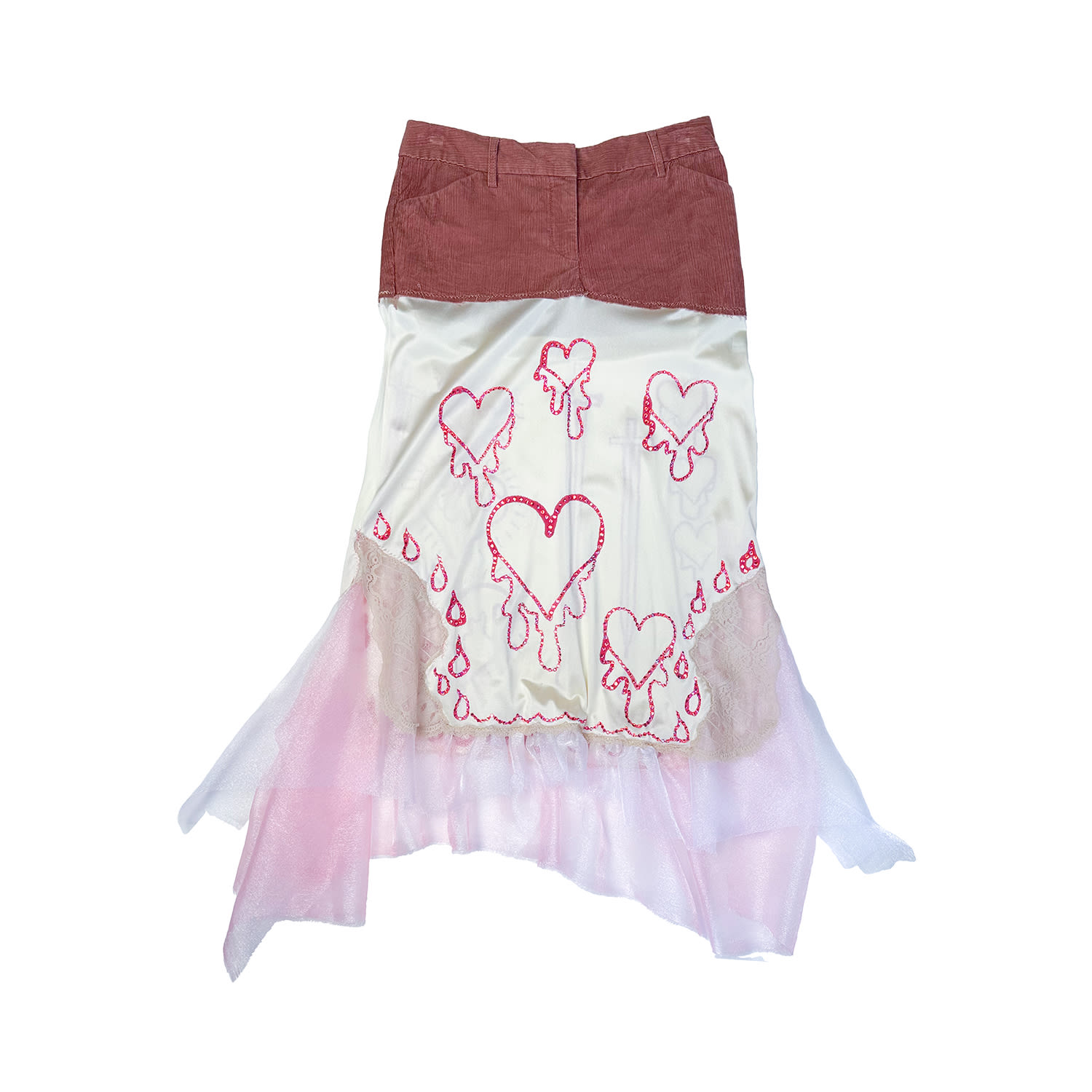 Acid Cat Women's Pink / Neutrals Bleeding Heart Sparkle Midi Skirt