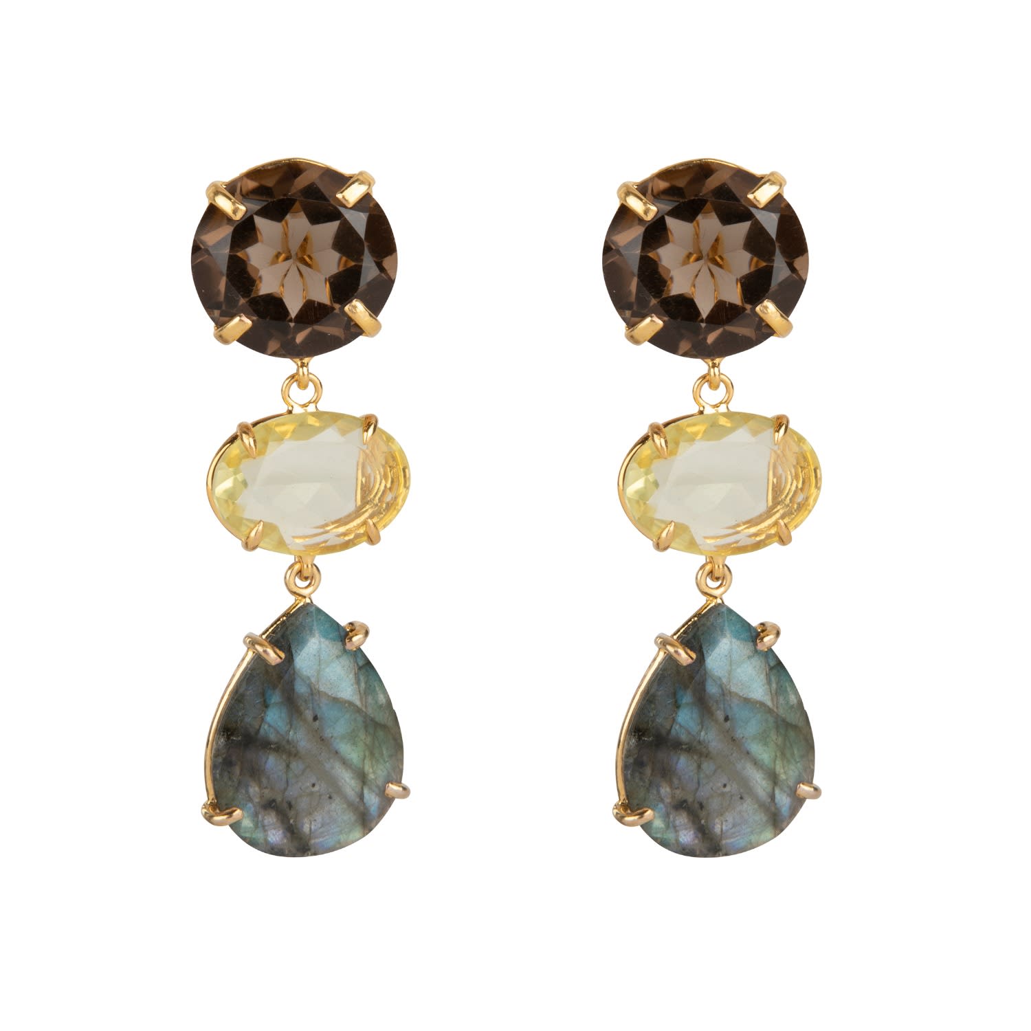 Bounkit Women's Brown / Yellow Christa Earrings Clip On In Multi