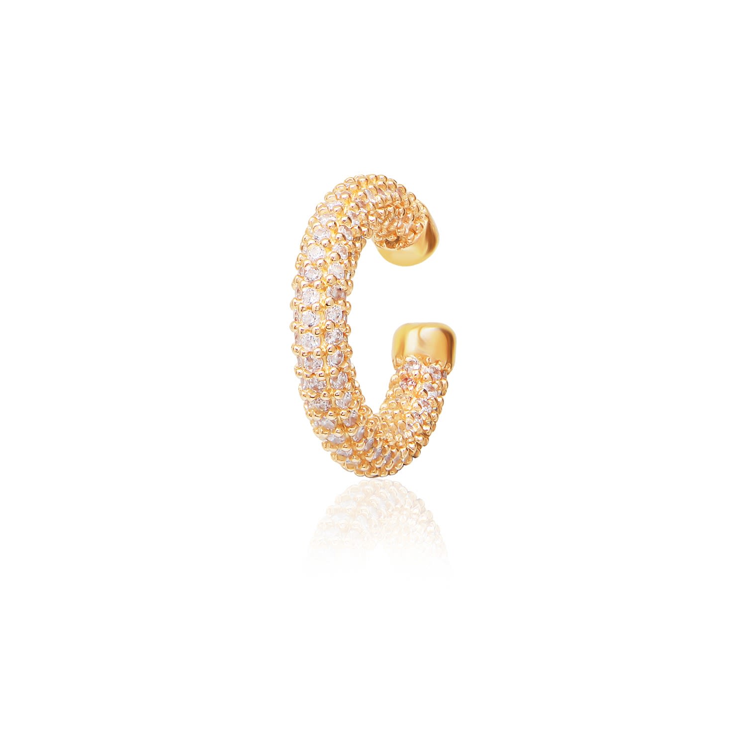 By Eda Dogan Women's Single Gold Paved Sliding Ear Cuff