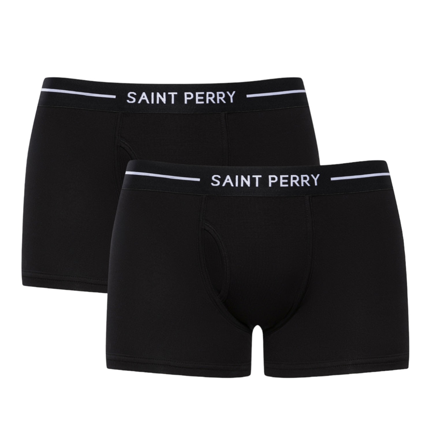 Men’s Cotton Boxer Brief Two Packs - Black Medium Saint Perry