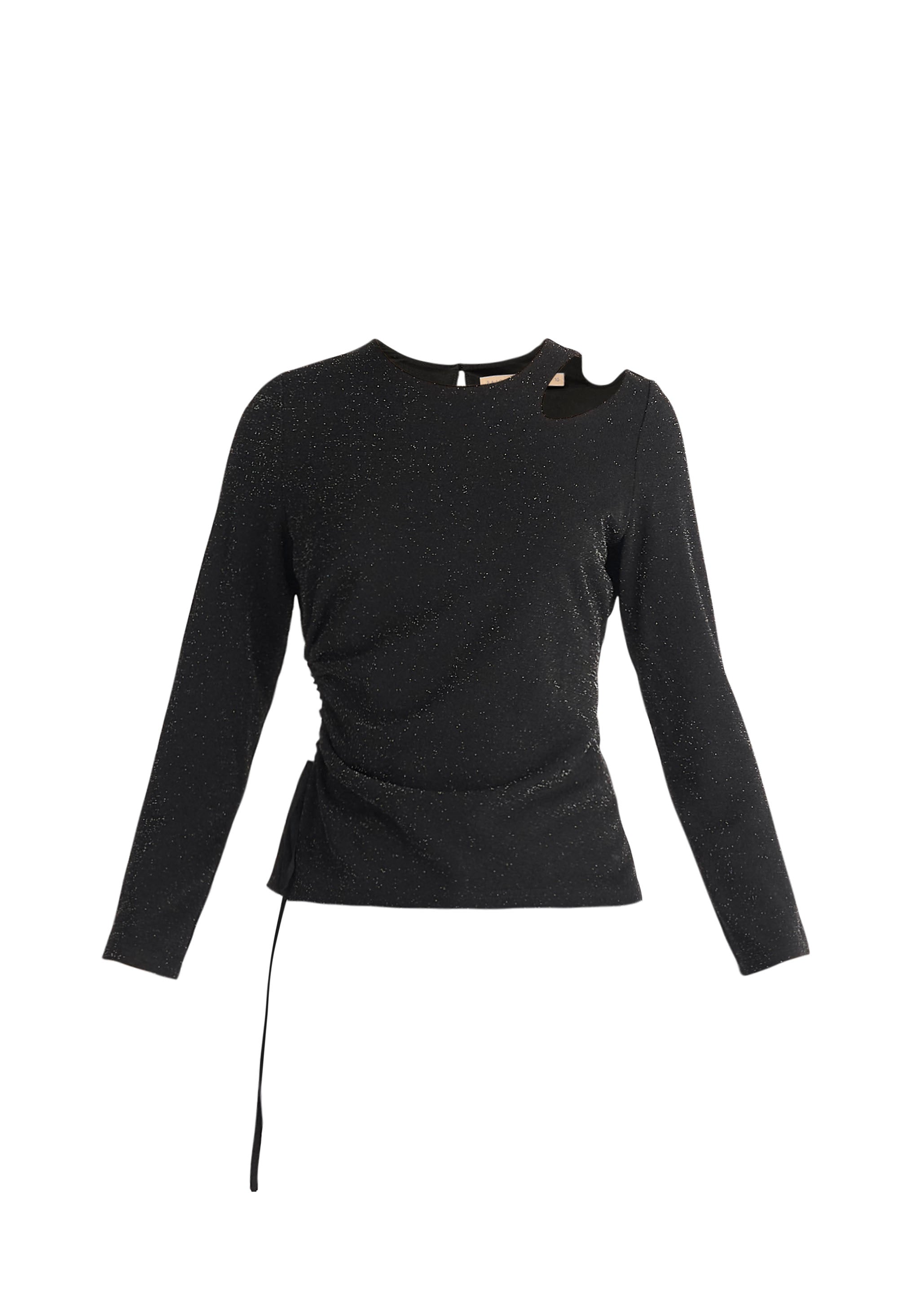 Paisie Women's Sparkly Cut Out Top In Black In Black