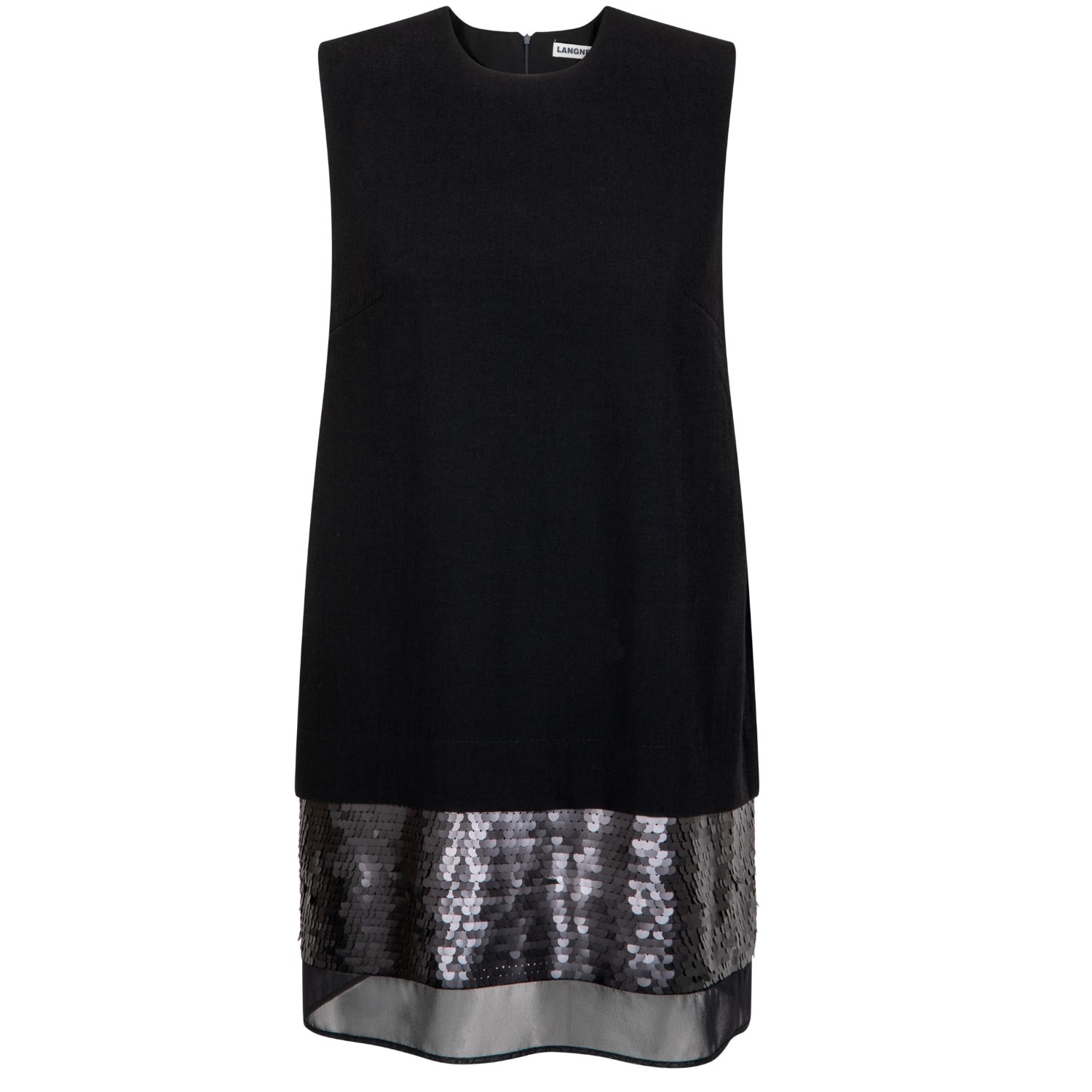 Women’s Black Sequin Trim Mini Dress Small Langner