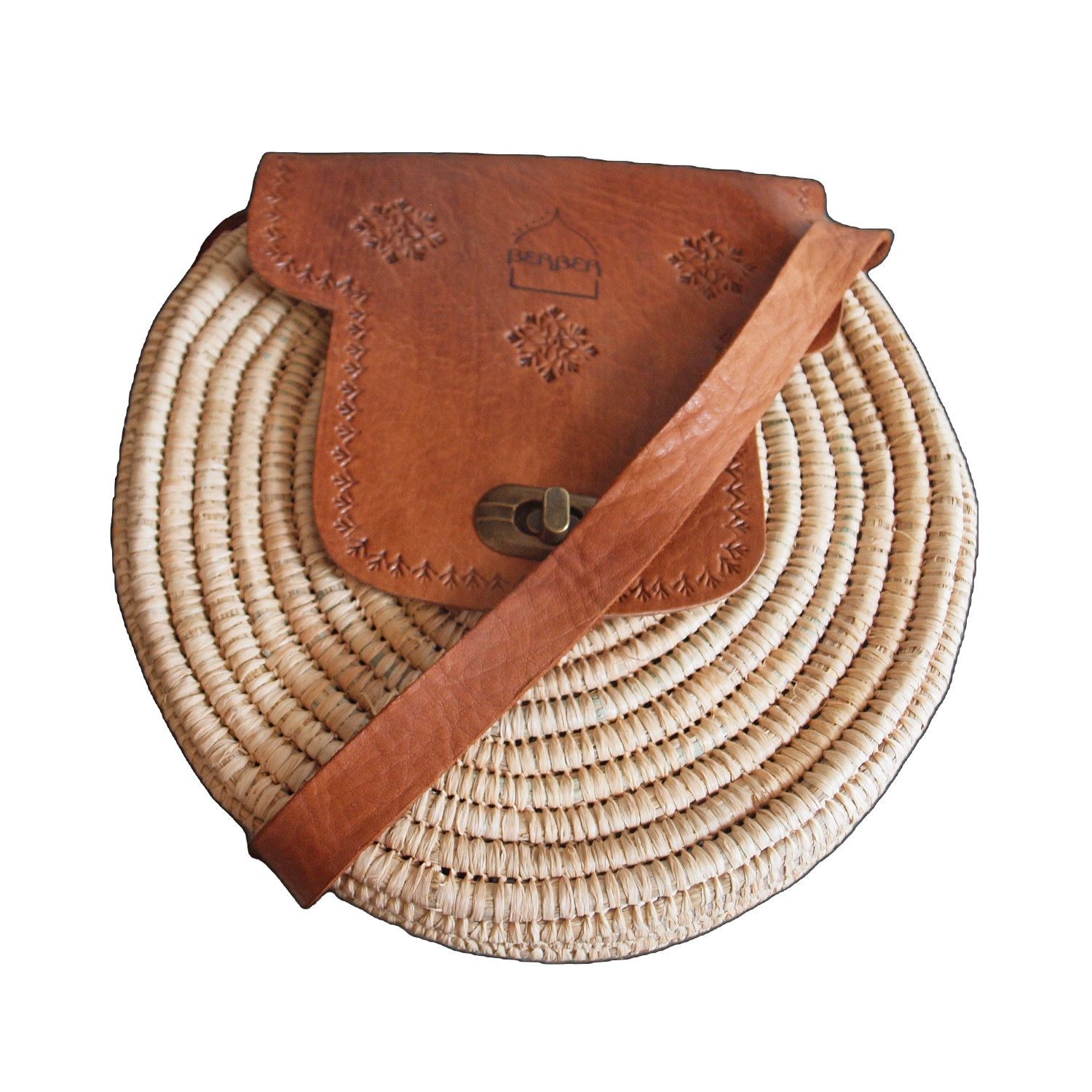 Berber Leather Women's Neutrals / Brown The Safi Rattan Round Bag - Tight Weave In Brown