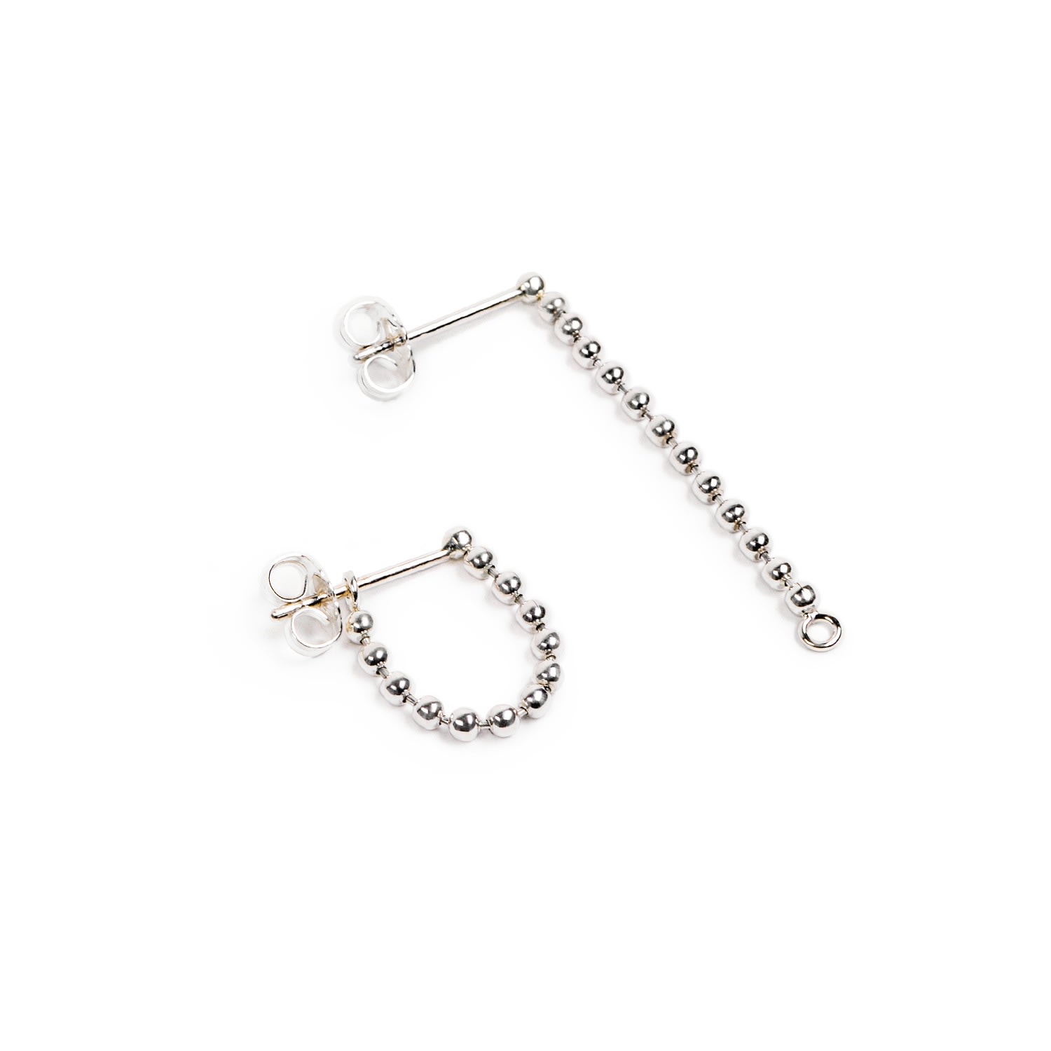 Women’s Beads Chain Earring W/O-Ring Hook - Silver Undefined Jewelry