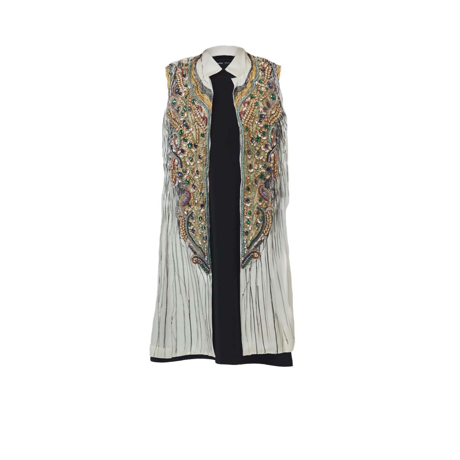 Saniya Khan Women's Neutrals Autumnal Jewel Charmeuse Vest Dress In Yellow