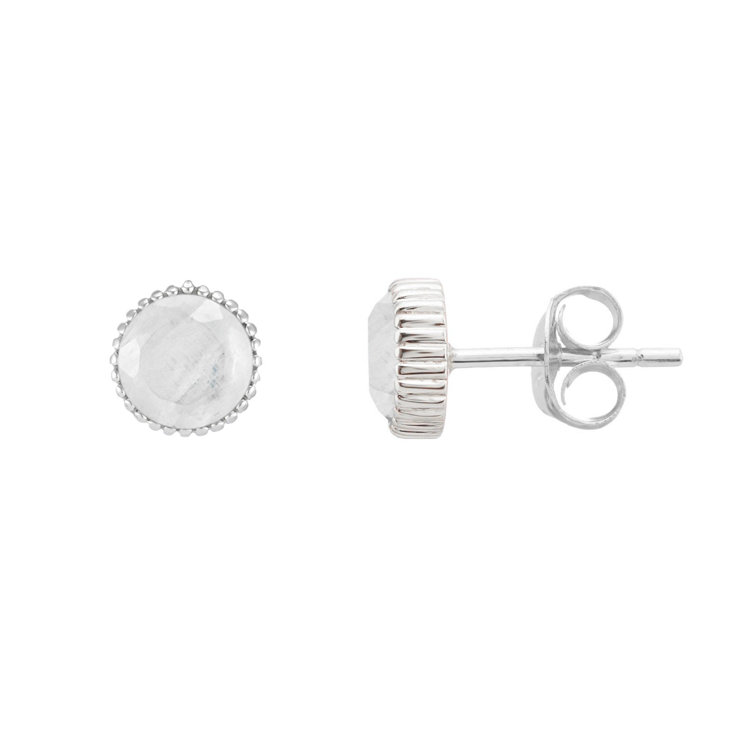 Women’s White / Silver Barcelona Silver June Birthstone Stud Earrings Moonstone Auree Jewellery