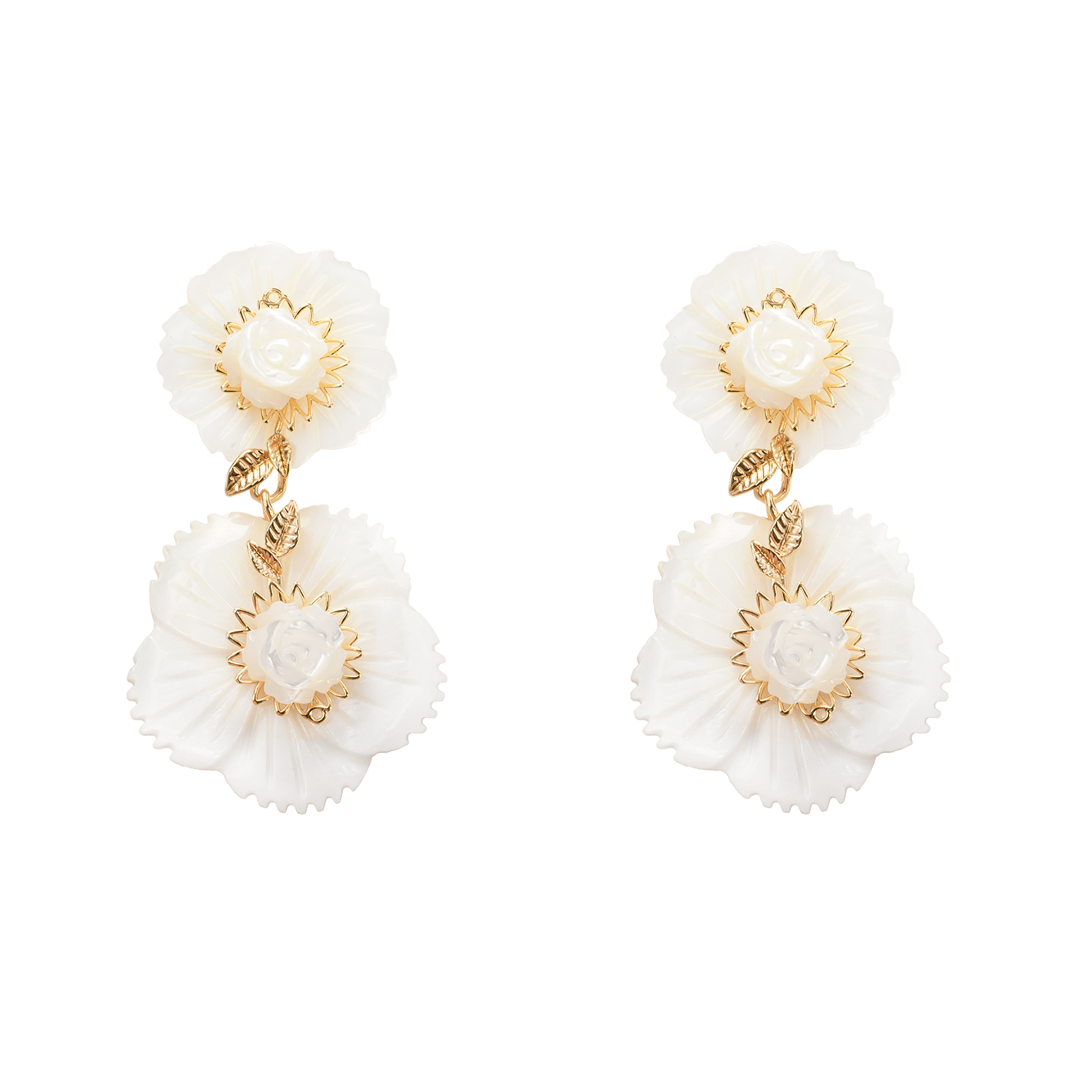 Women's Gold / White Jasmine Earrings | Pat’s Jewelry