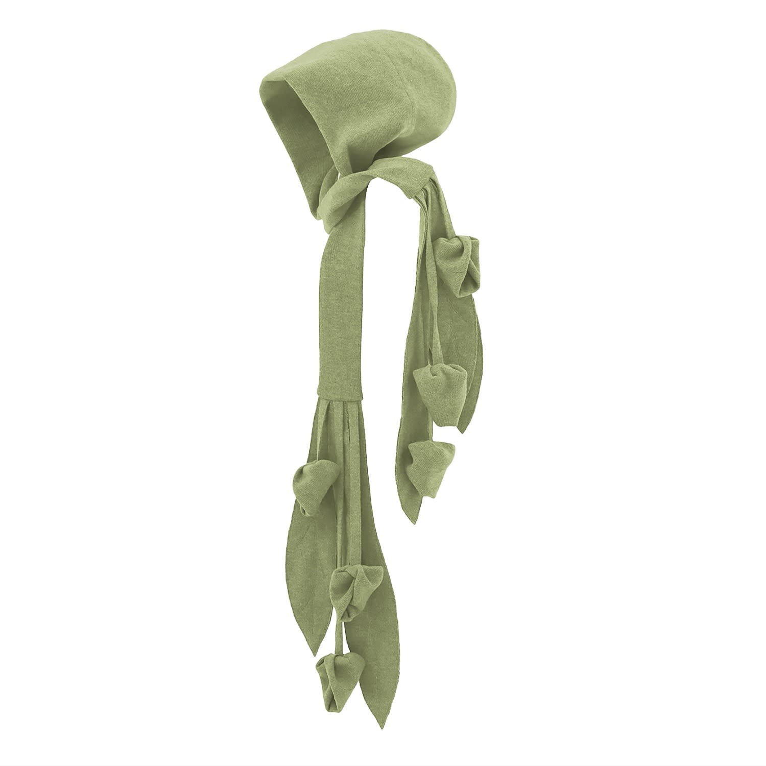 Julia Allert Women's Self-tie Double Knit Wool Hooded Scarf - Olive Green