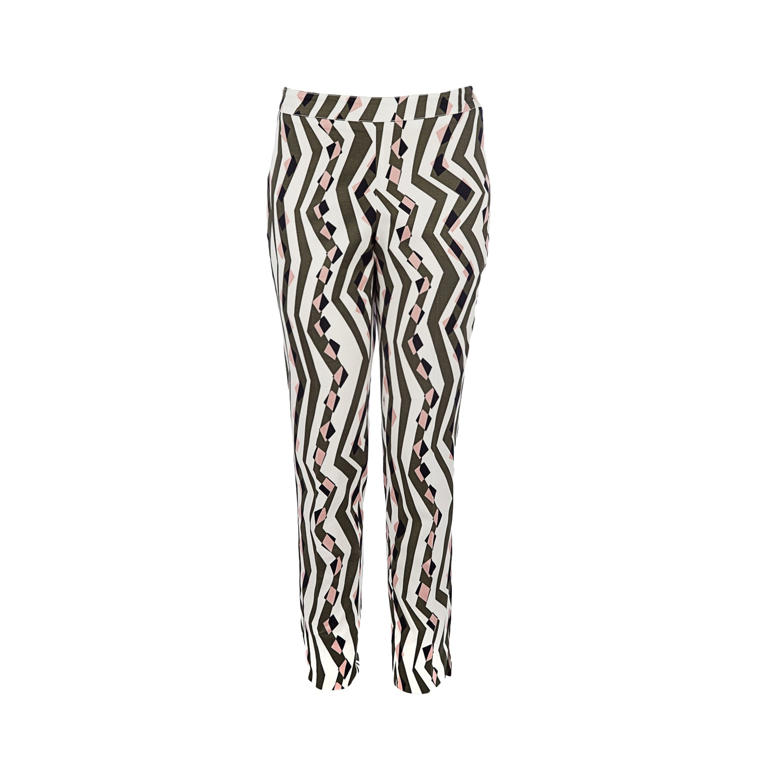 Conquista Women's Fitted Print Trousers By  Fashion In White