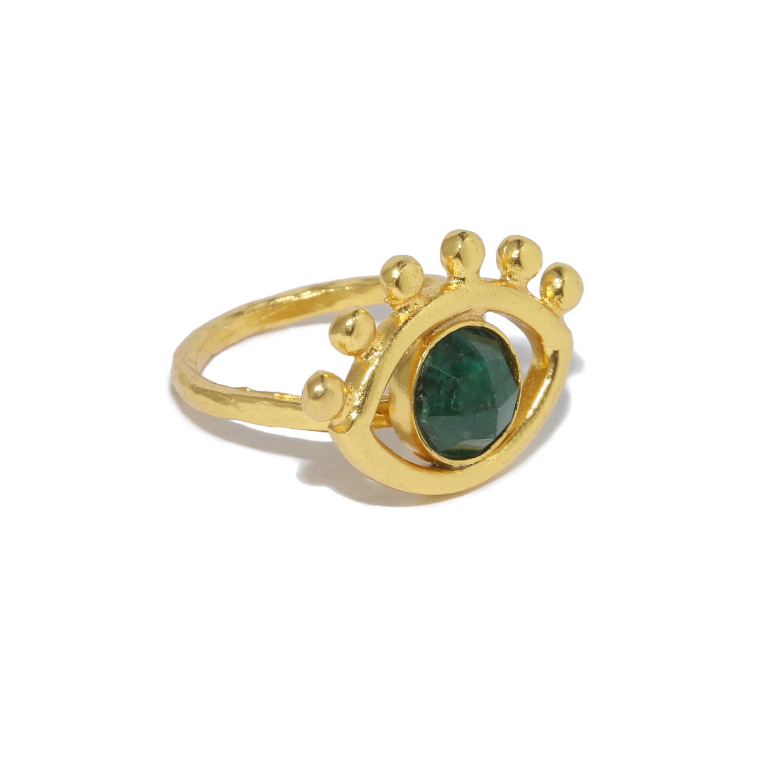 Ottoman Hands Women's Green Esana Evil Eye Emerald Ring In Gold