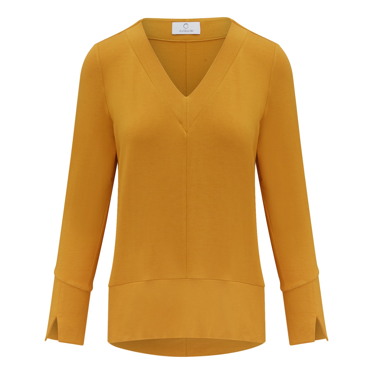 Auguri Women's Yellow Mustard Jersey Top In Yellow
