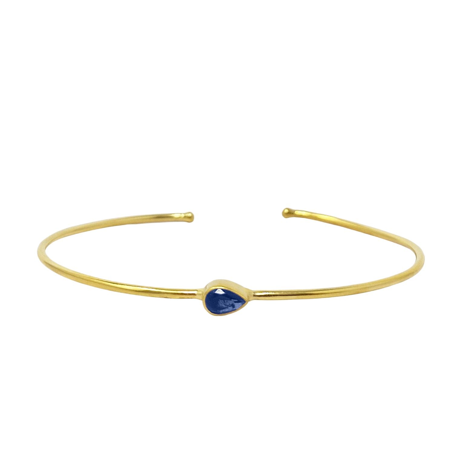 Harfi Women's Blue / Gold Blue Topaz December Birthstone Gold Plated Bangle In Multi