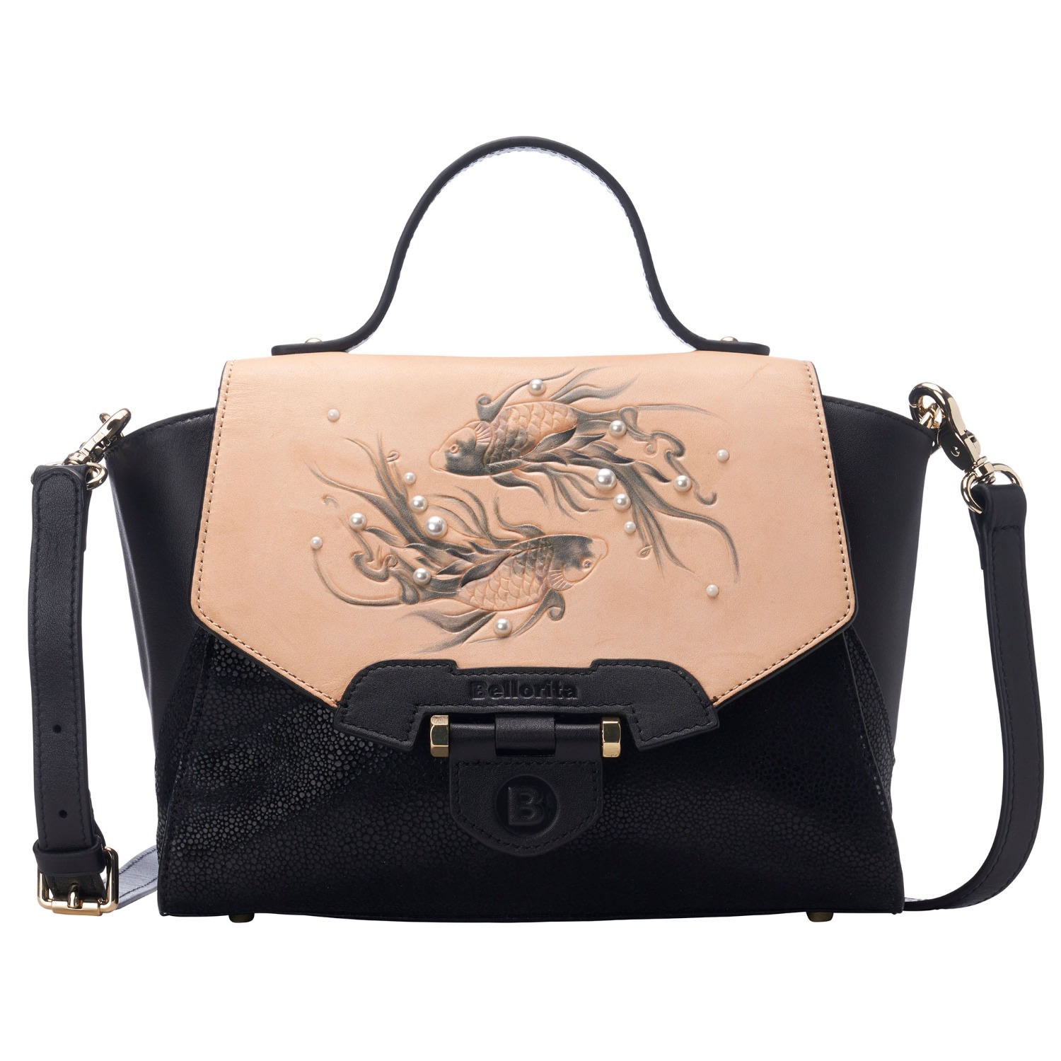 Women’s Koi Satchel Leather Bag Small Black Bellorita