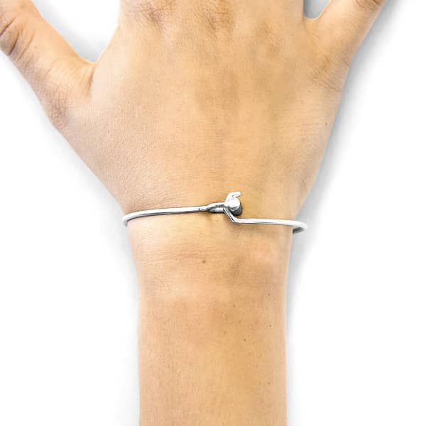 Anchor & Crew Hardy Buckle Midi Geometric Silver Bangle In Silver