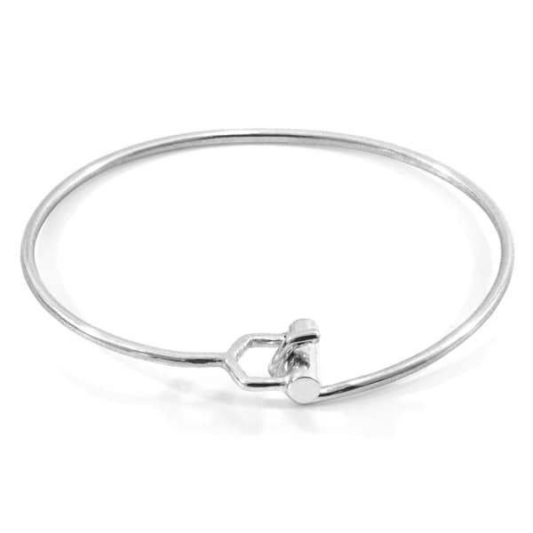 Anchor & Crew Hardy Buckle Midi Geometric Silver Bangle In Silver
