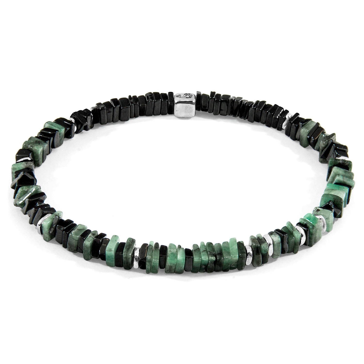 Men’s Green Emerald Innot Silver & Stone Bracelet Anchor & Crew