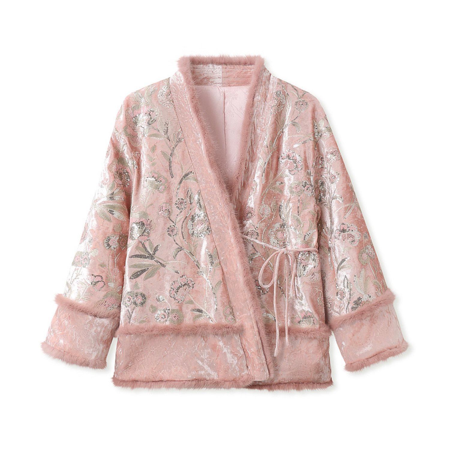 Jiaying Wang Wjy Studio London Women's Pink / Purple Embroidered Floral Stylish Stitching Cardigan Jacket Coat In Pink/purple
