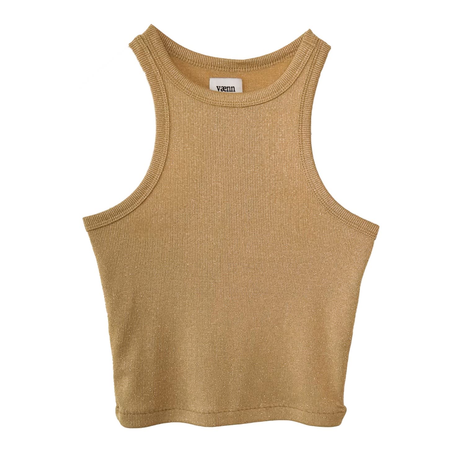 Vænn Women's Rose Gold Metallic Crop Tank In Rose Gold