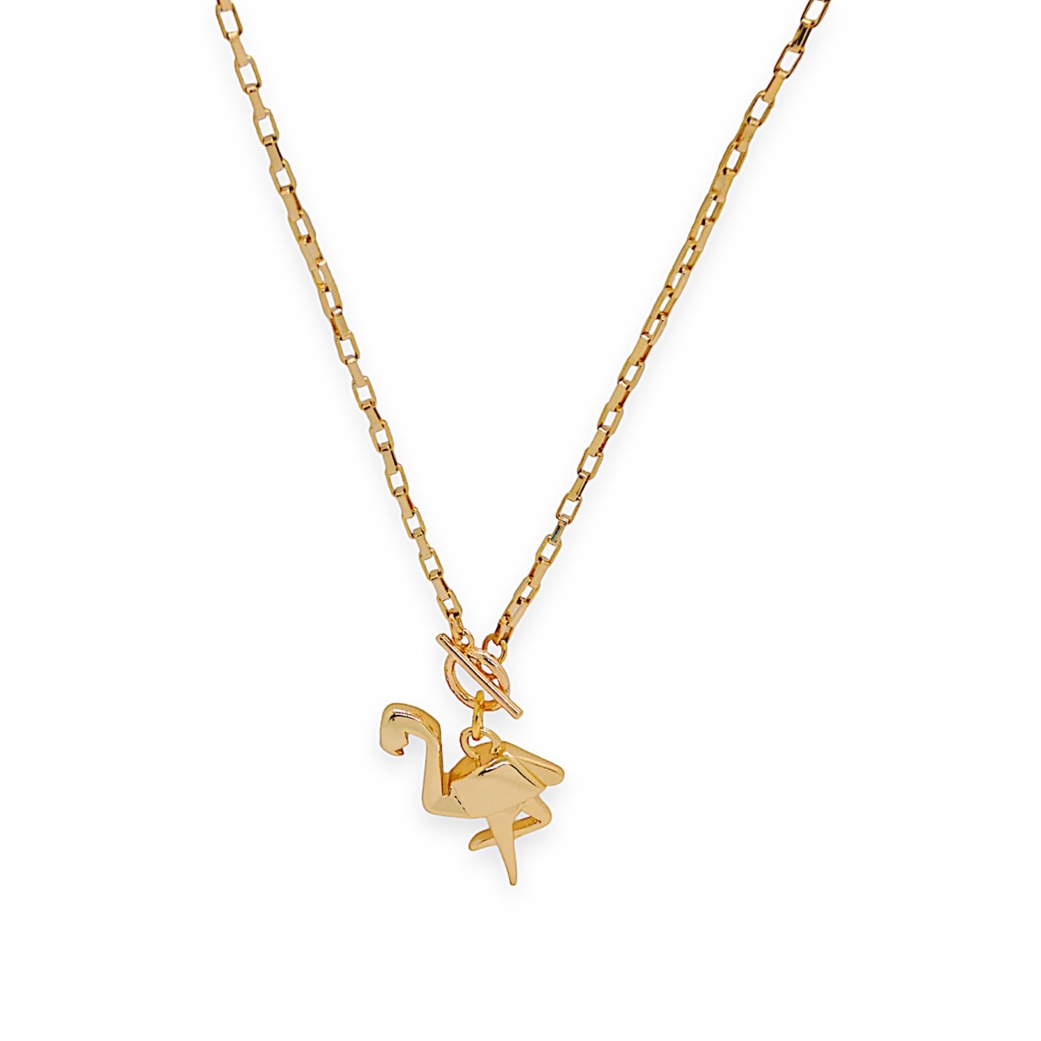 Women’s Gold Origami Flamingo Necklace Vintage Style Valerie Chic