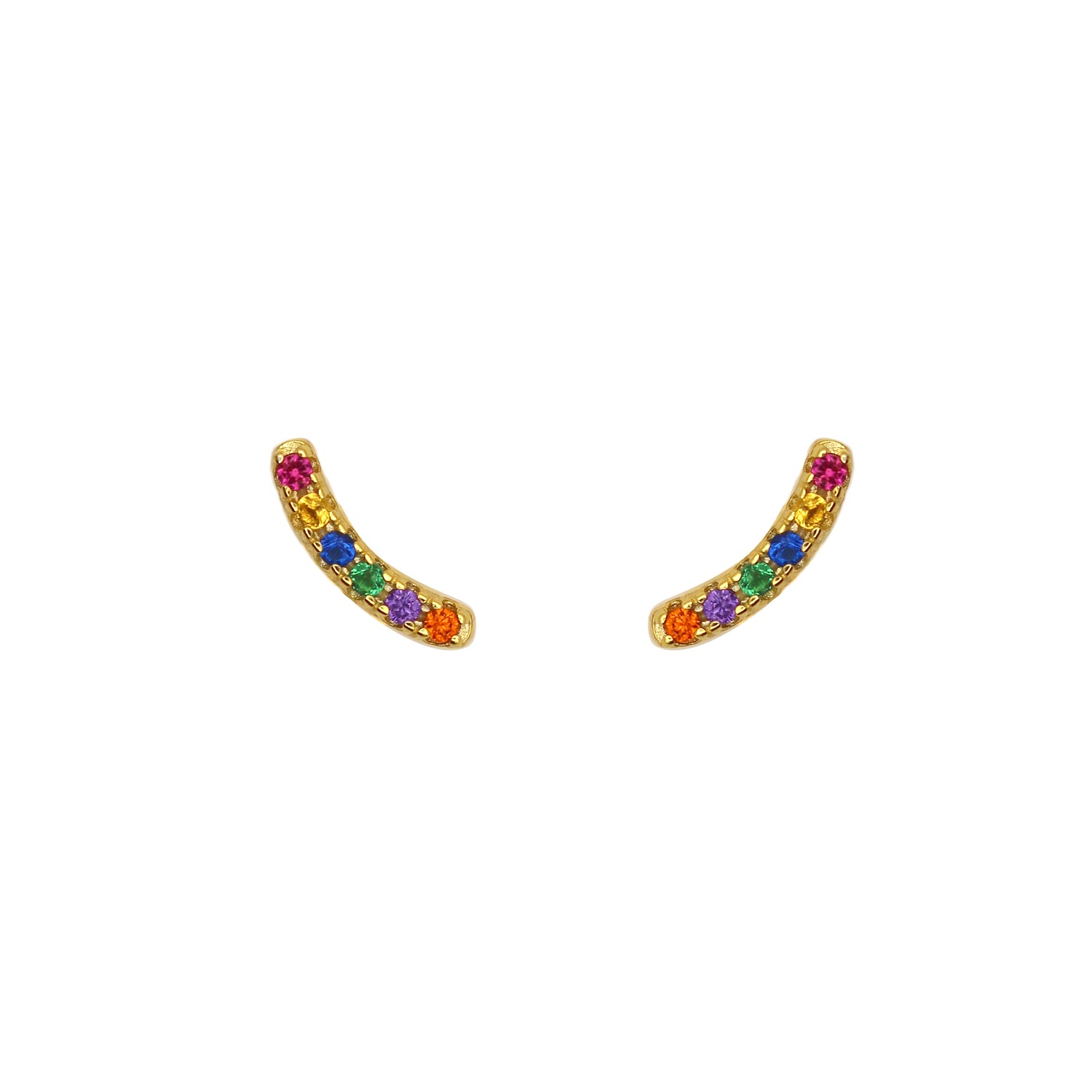 Men’s Shiny Cute Smile Rainbow Gold Earrings Vicstonenyc Fine Jewelry