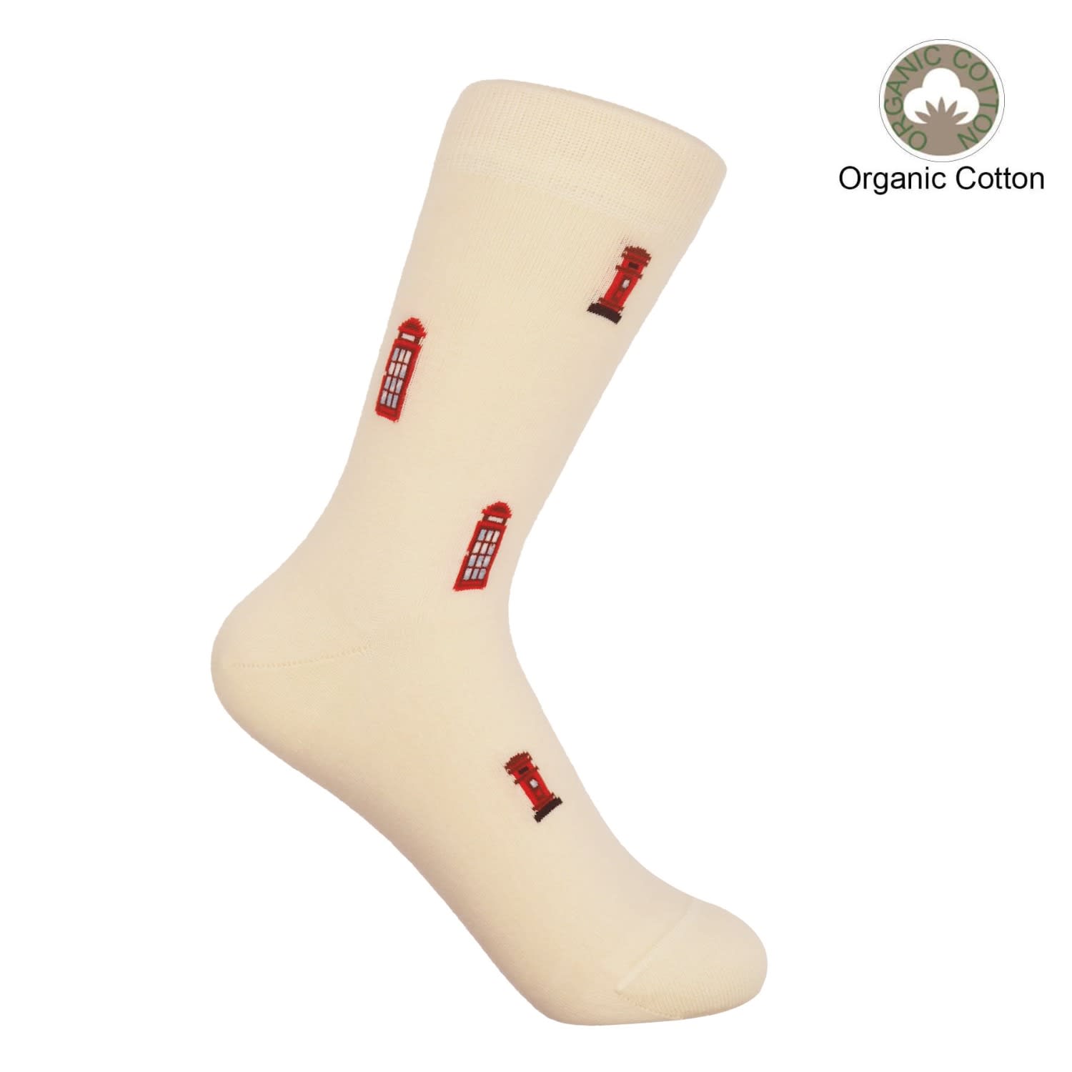 Peper Harow - Made In England Neutrals Post Box Women's Socks – Cream