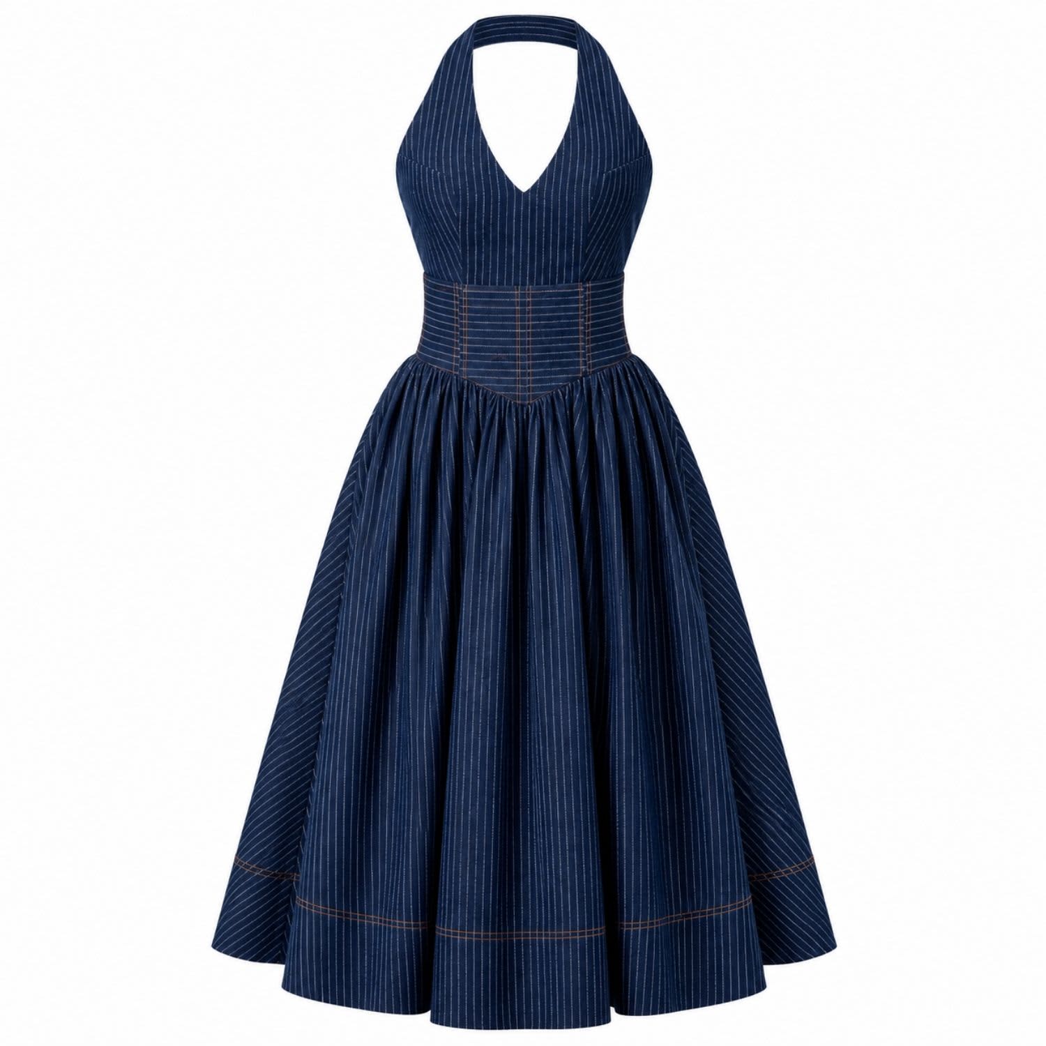 ofuure denim dress Denim Pinstripe EMMA Maxi Dress  OFUURE