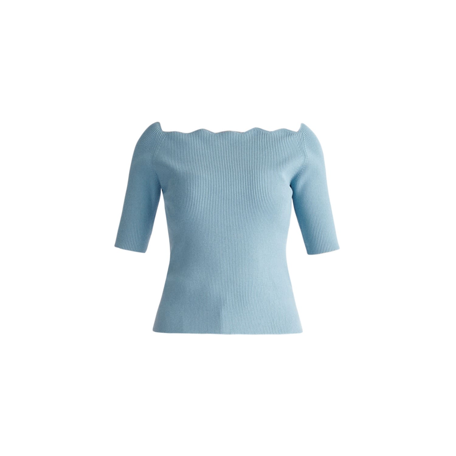 Women’s Scallop Neck Top - Blue Large Paisie