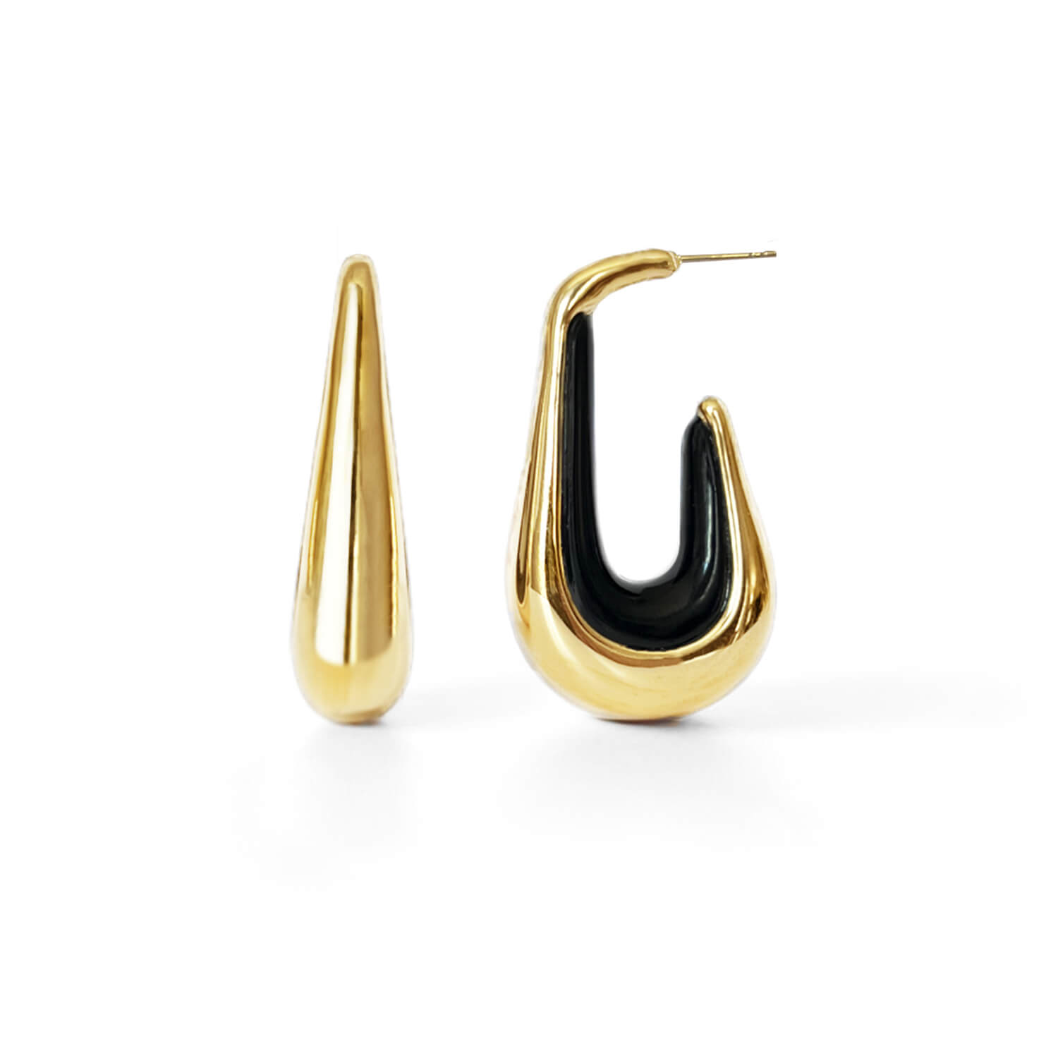 Gold & Honey Women's Gold / Black Drop Hoop Earrings In Black
