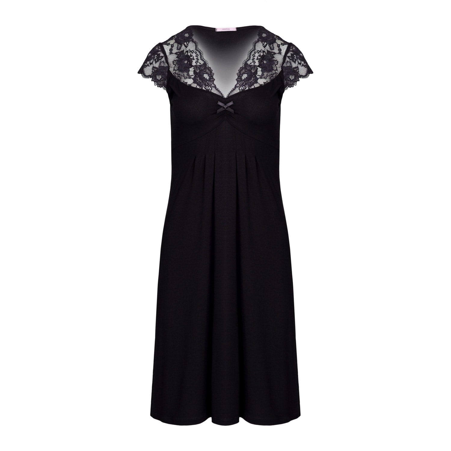 Oh!zuza Night&day Women's Classy Midi Nightdress With Lace - Black