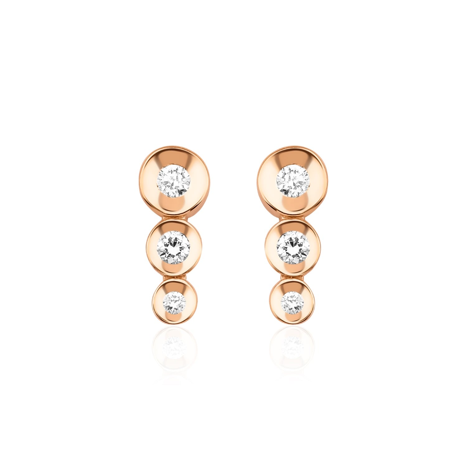 Melez Mini Atelier Women's Gold / Rose Gold / White Dots Earrings - Solid Rose Gold With Diamonds