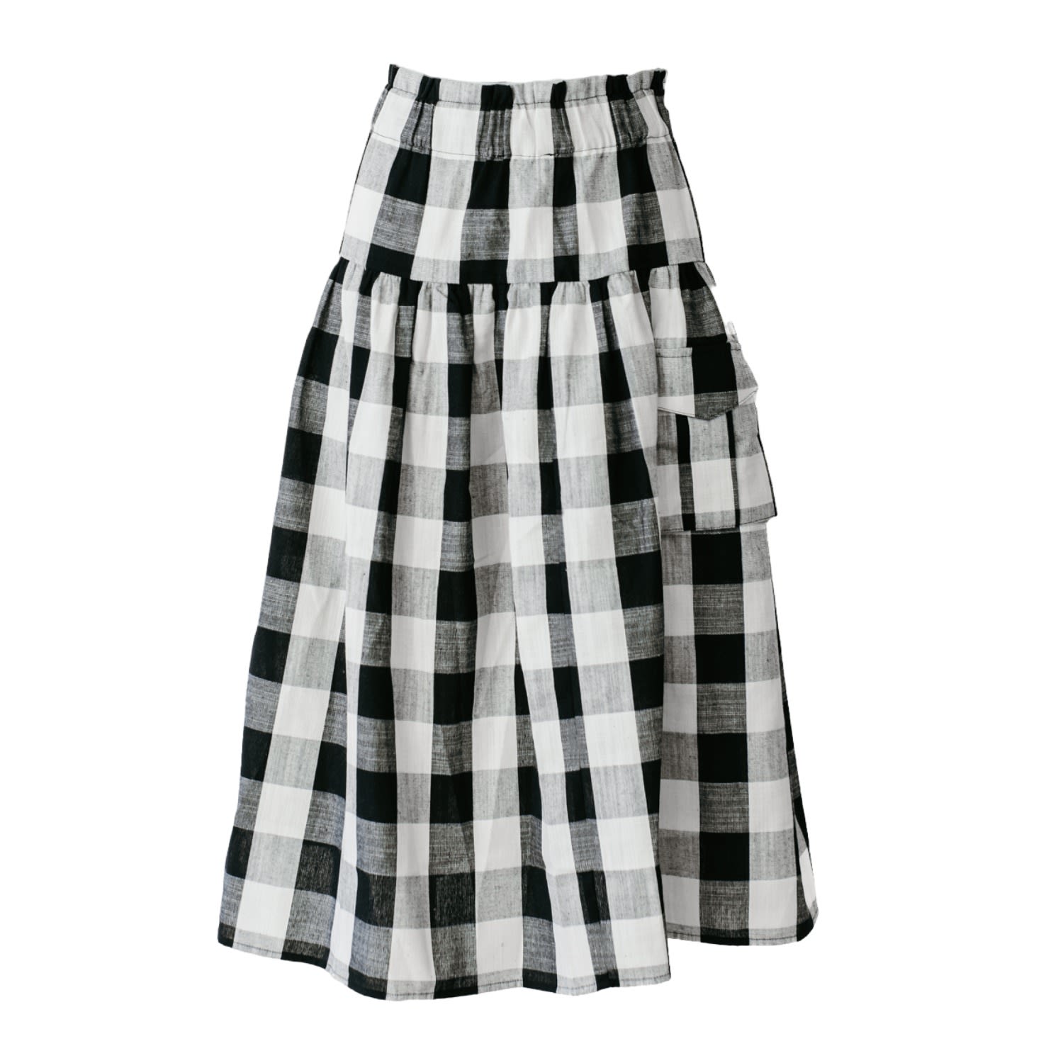 Women's Black / White Black & White Plaid Linen Cargo Skirt | Small | Zenzee