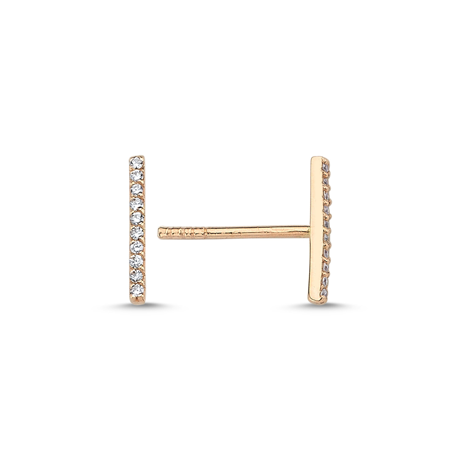 Ecce | Artisan Diamonds Women's Single 14k Rose Gold Skinny Diamond Rod Earring In Gold