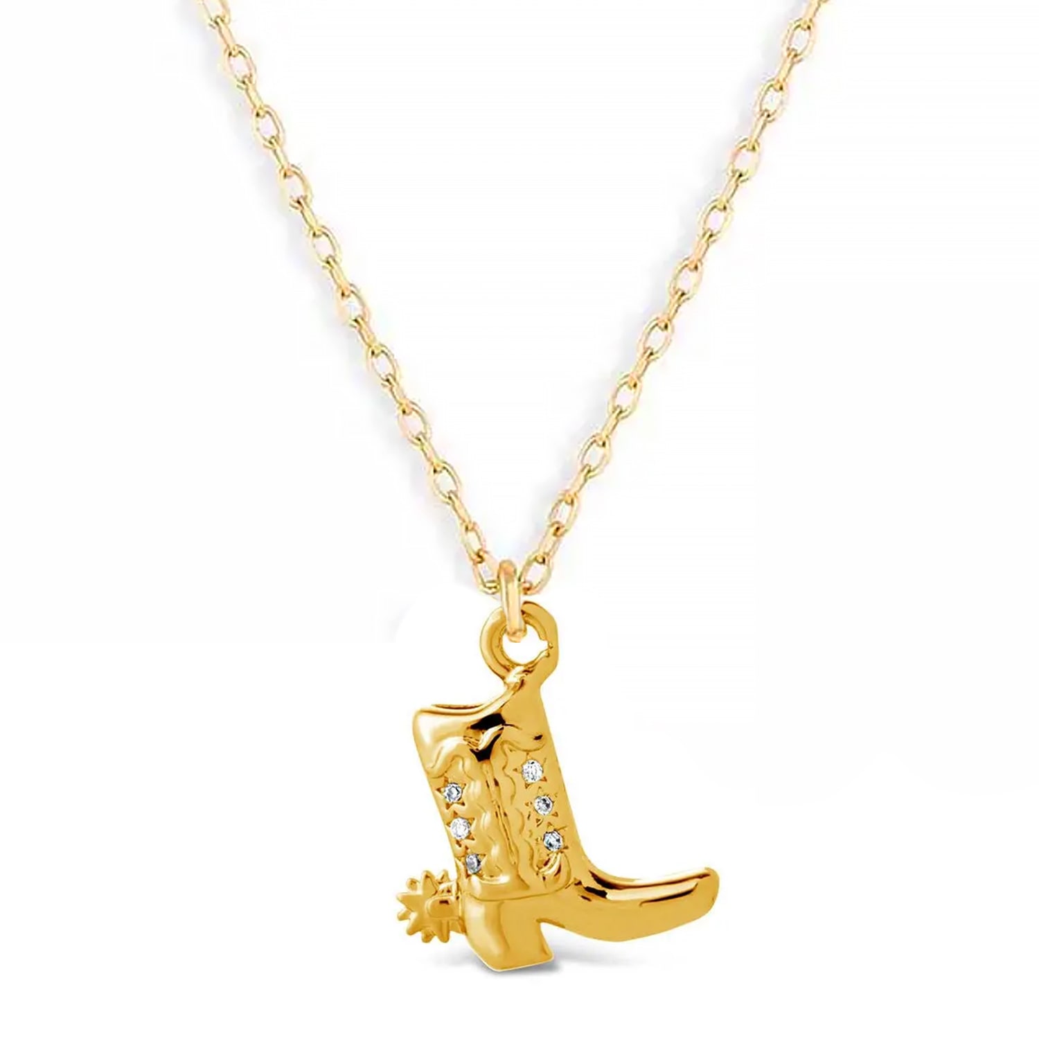 Women&rsquo;s Jessie Gold Cowboy Boot Pendant Necklace | Shaded the Label