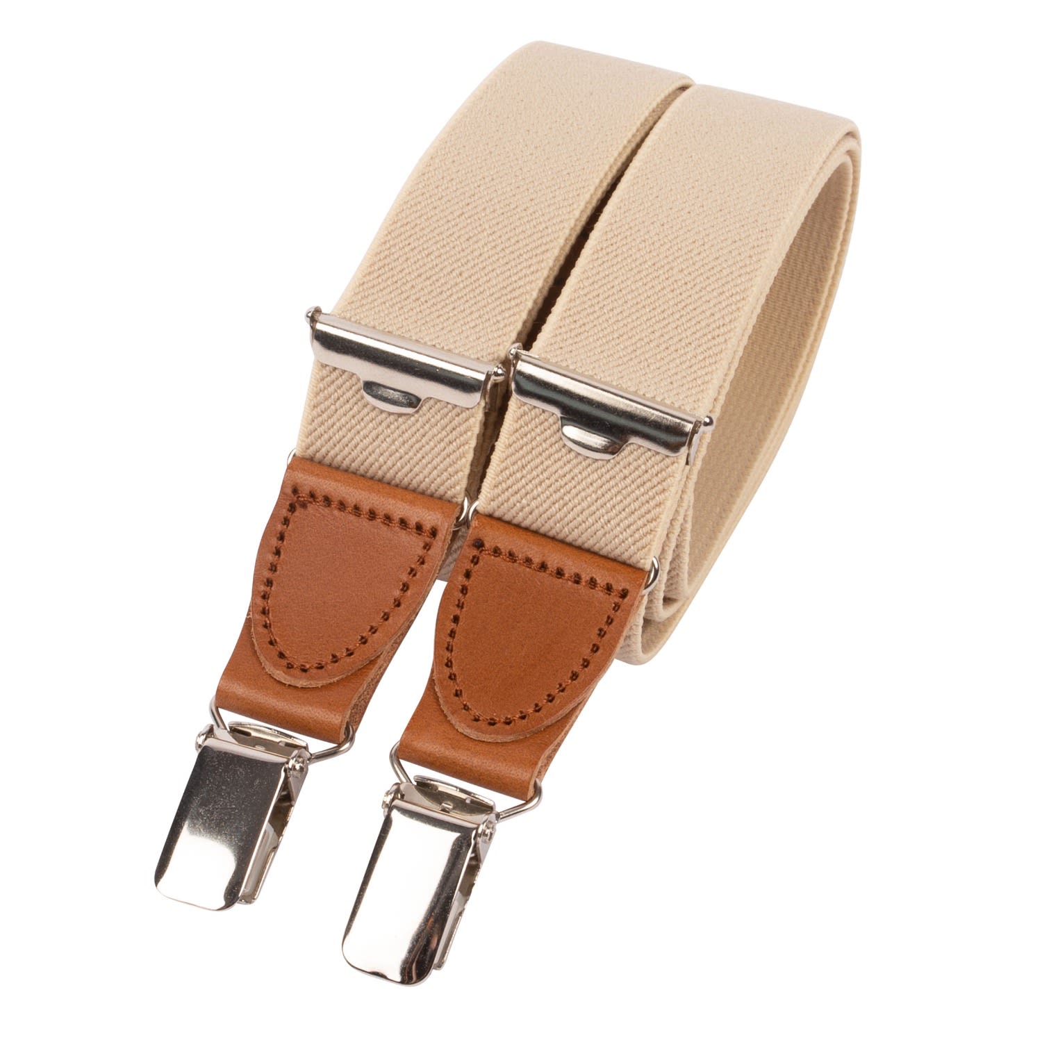 Le Colonel Men's Neutrals / Brown Camel Leather Sahara Skinny Braces In Brown