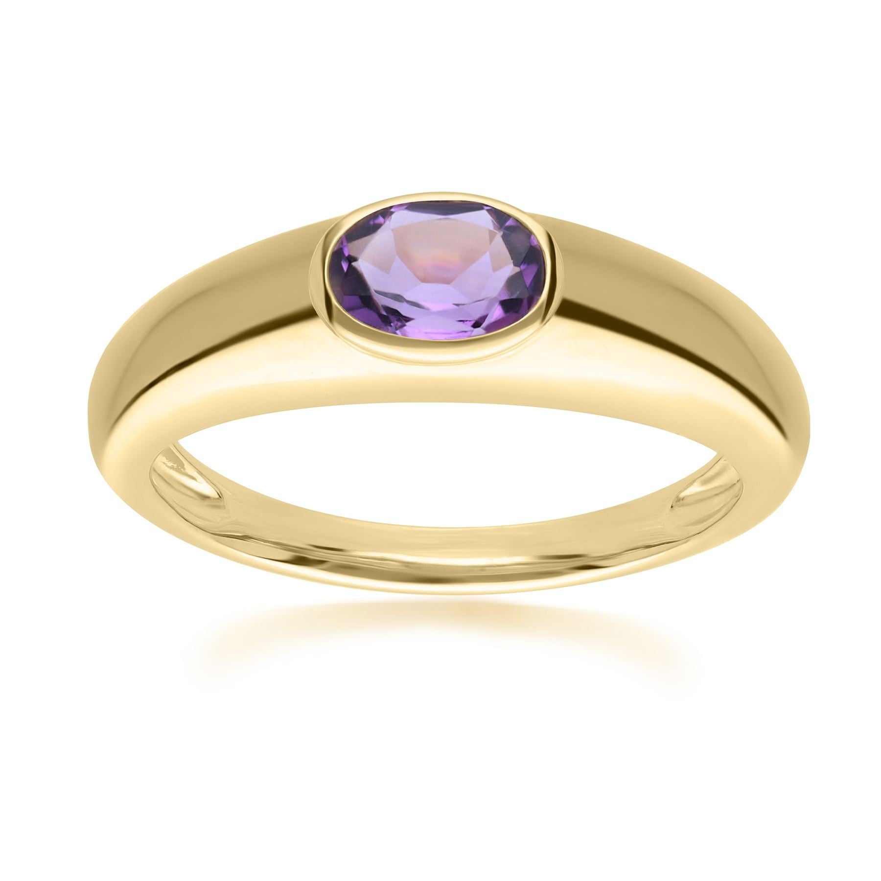 Women’s Gold / Pink / Purple Oval Cut Amethyst Ring In Gold Plated Silver Gemondo