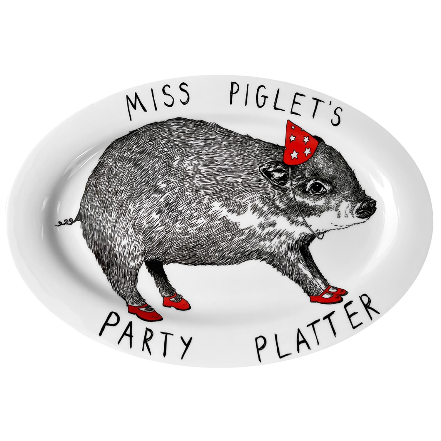 Jimbobart Miss Piglet's. Party Platter In Red