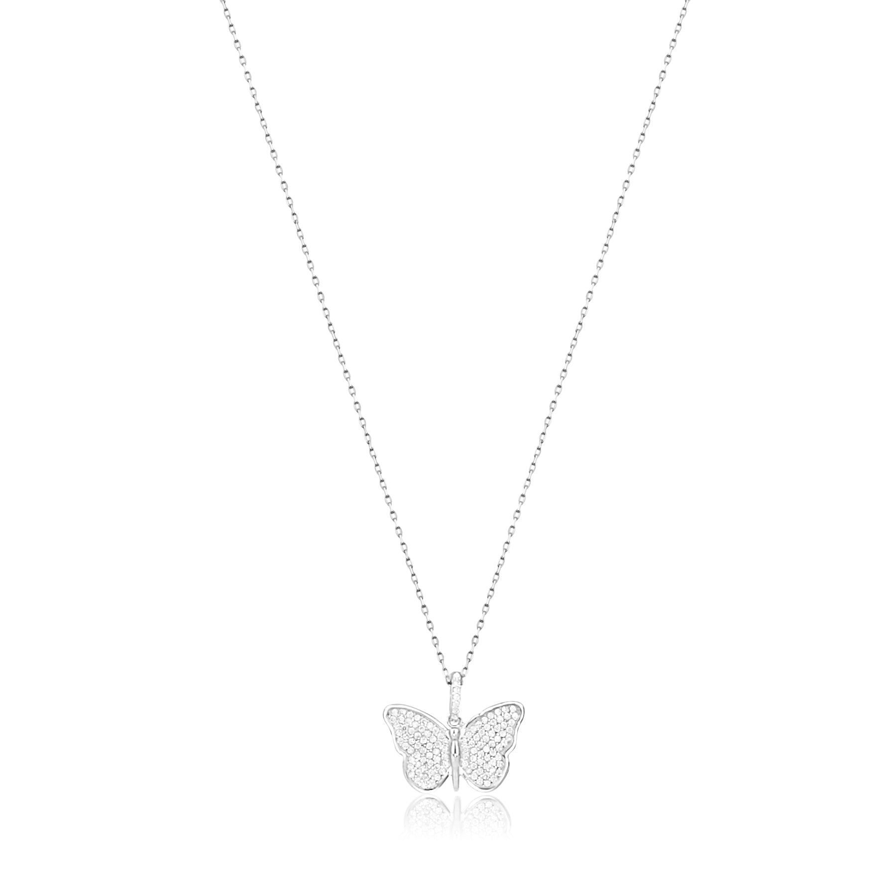 Women’s Silver / Gold / Pink Pave Butterfly Necklace Shymi