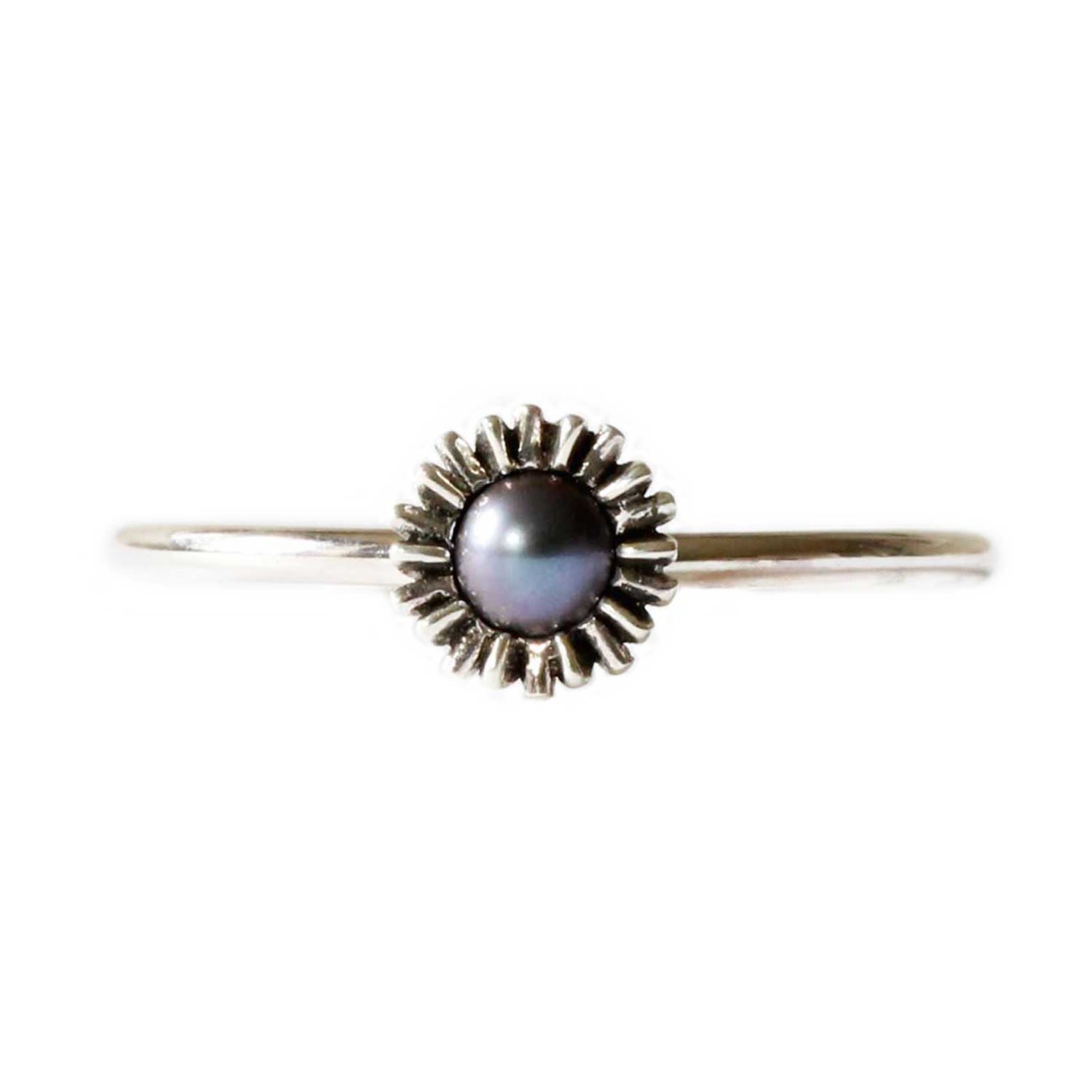 Lee Renee Women's Dahlia Bud Peacock Pearl Ring - Silver In Gray