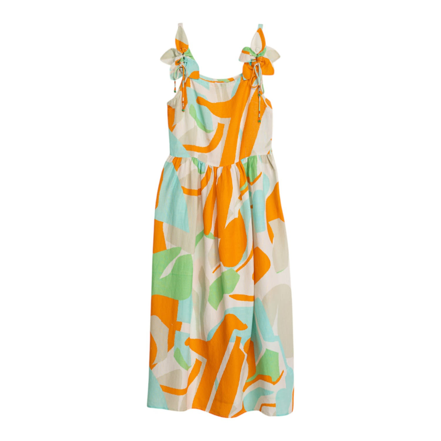 Niza Women's Yellow / Orange Midi Floral Strap Dress Bora In Yellow/orange