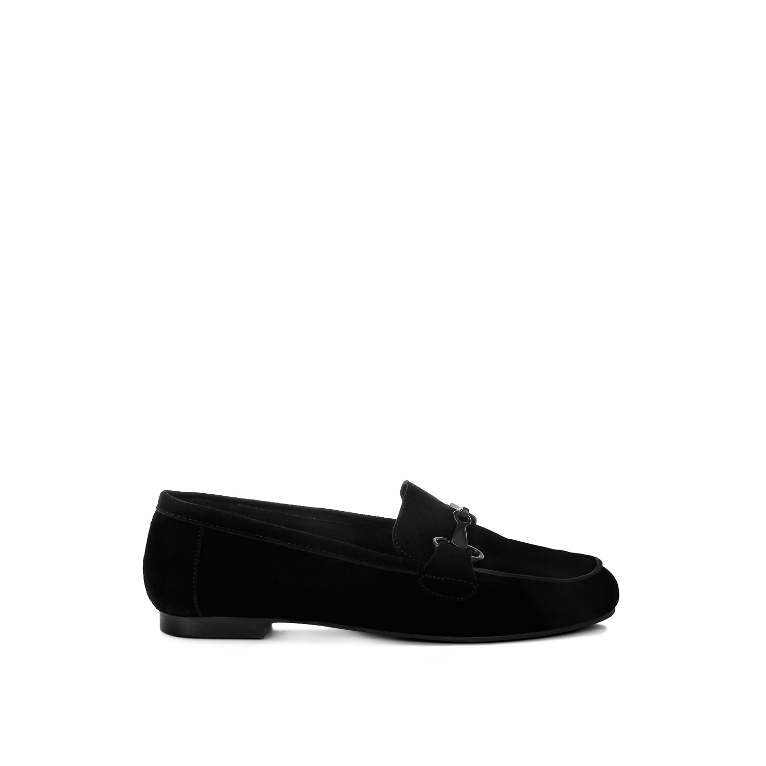 Rag & Co Women's Awen Monochromatic Horsebit Real Suede Loafers In Black In Black