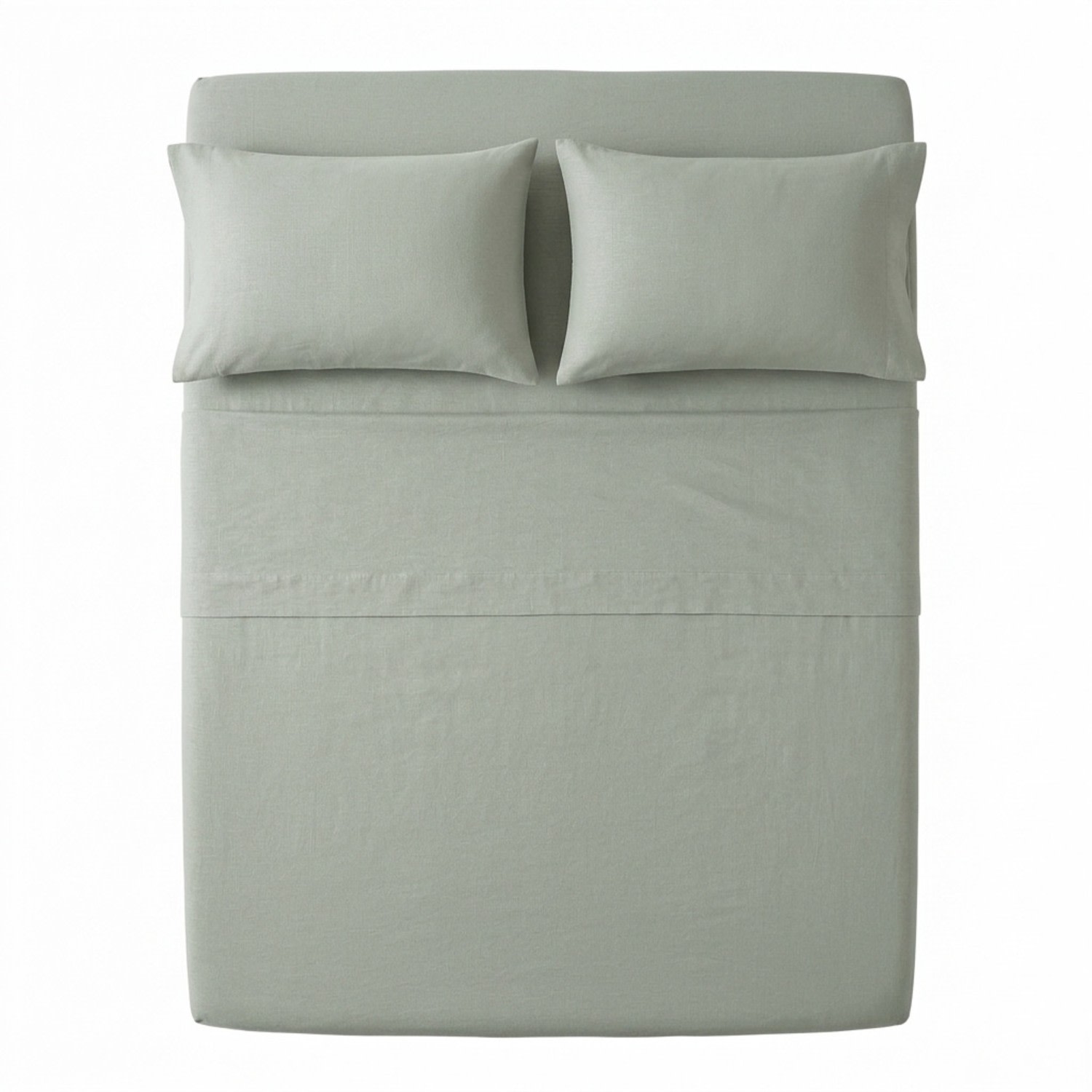 Pure Parima Green Egyptian Cotton-european Linen Sheet Set - Sage