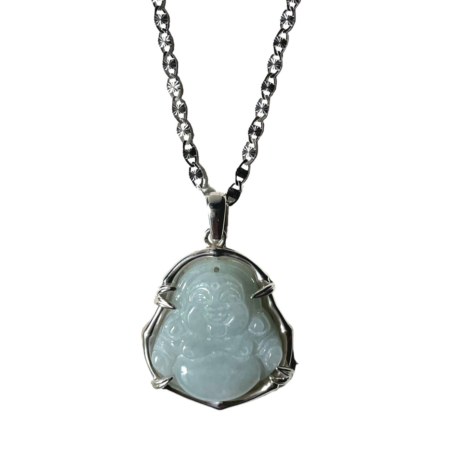 Quartz & Canary Women's Green / White / Silver Sterling Silver Bamboo Buddha - Jade In Blue