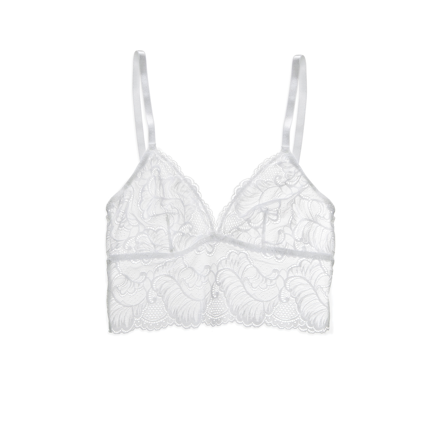 Women's Longline Triangle Bralette White | Large | Braelle Intimates