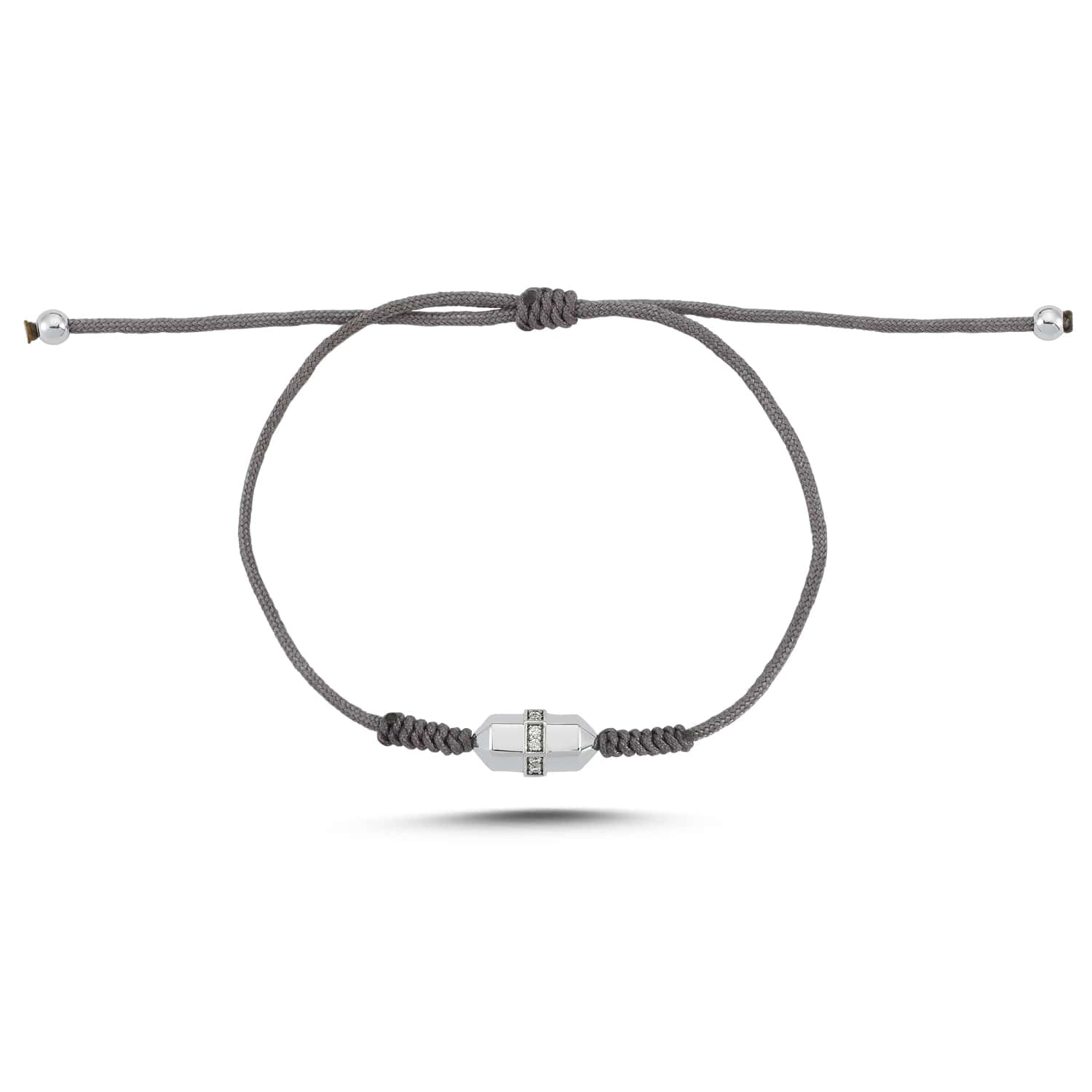 Dime Tribe Men's White Diamond Bullet Detail Bracelet In White