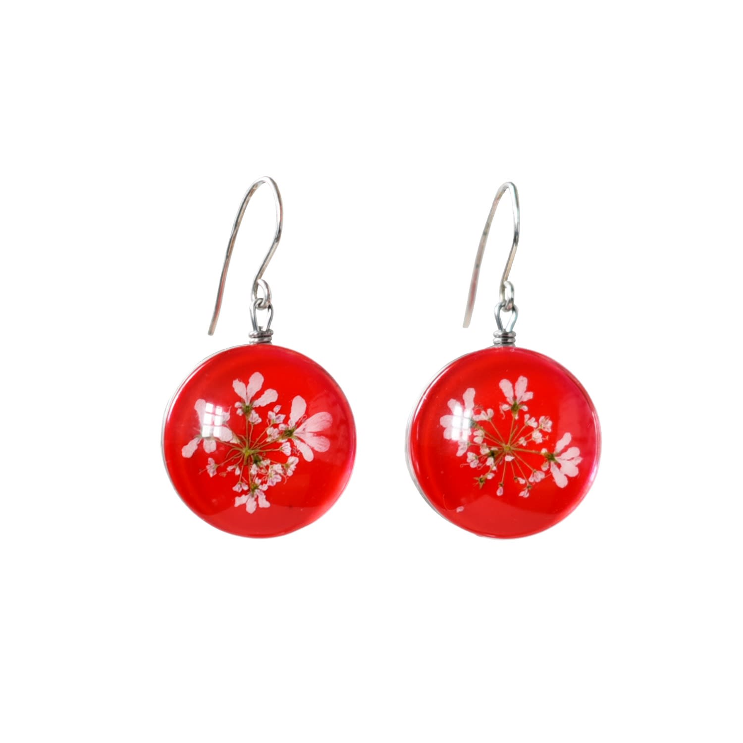 Laura Daili Women's Red / White Queen Anne's Lace – Red Glass Earrings In Red