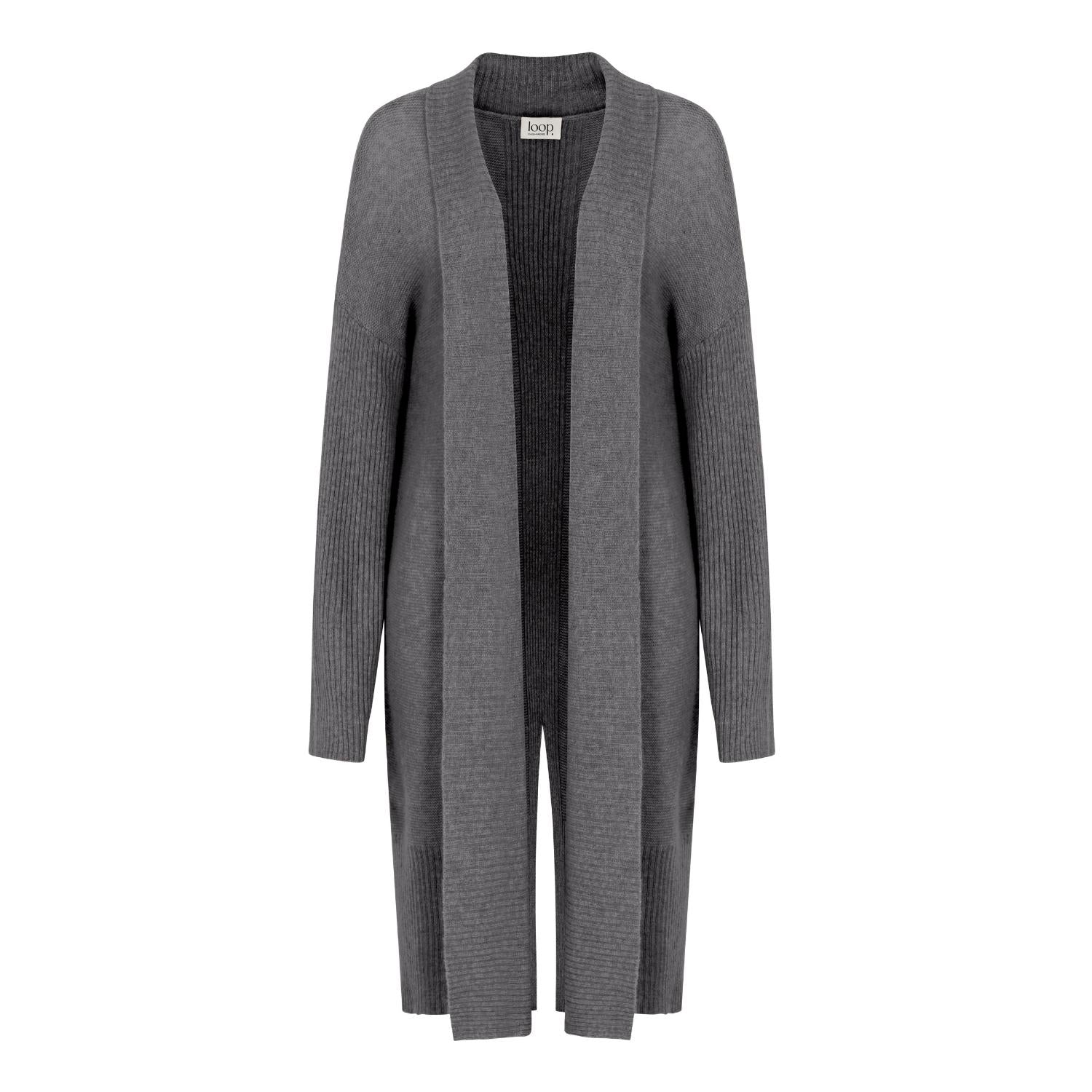 Women’s Cashmere Edge To Edge Cardigan In Pewter Grey Medium Loop Cashmere