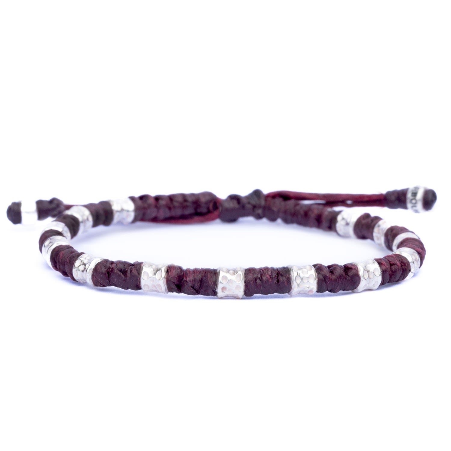 Harbour Uk Bracelets Chunky Silver And Wine Red Rope Bracelet For Men - Big Yule