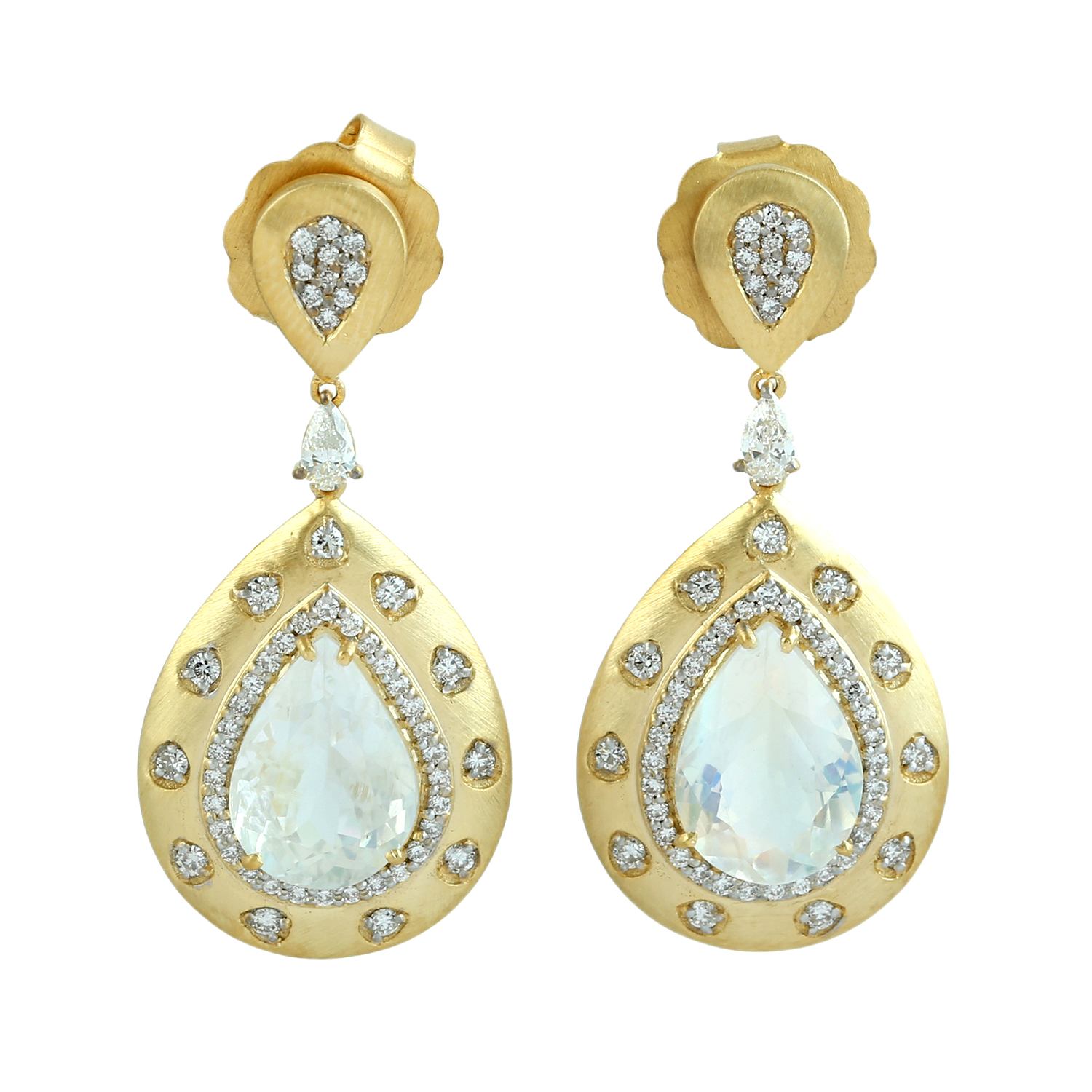 Artisan Women's Moonstone Blue & Pave Diamond Dangle Earrings In Gold