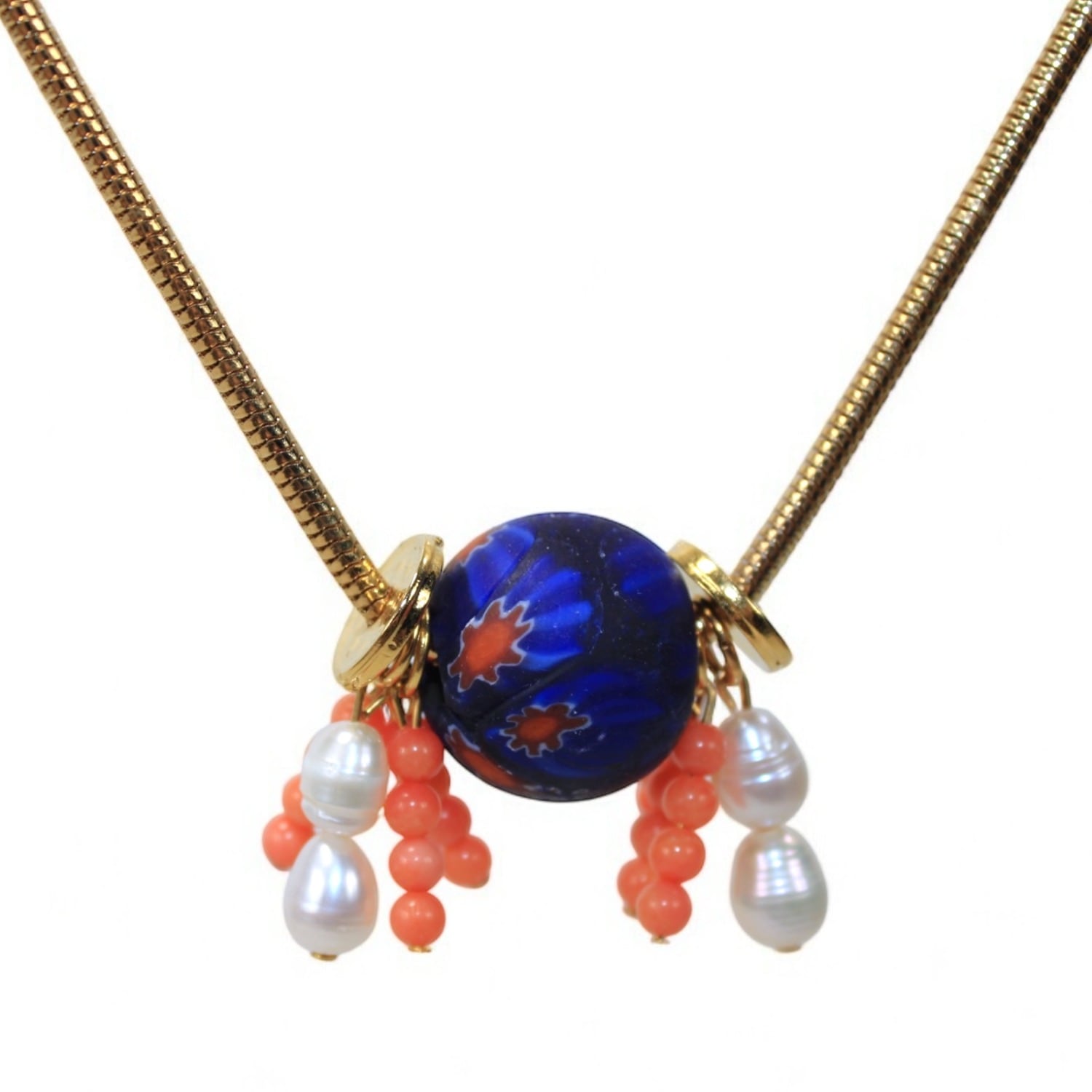 By Virgo Women's Yellow / Orange / Gold Regina Ghana Glass Bead Chain Necklace