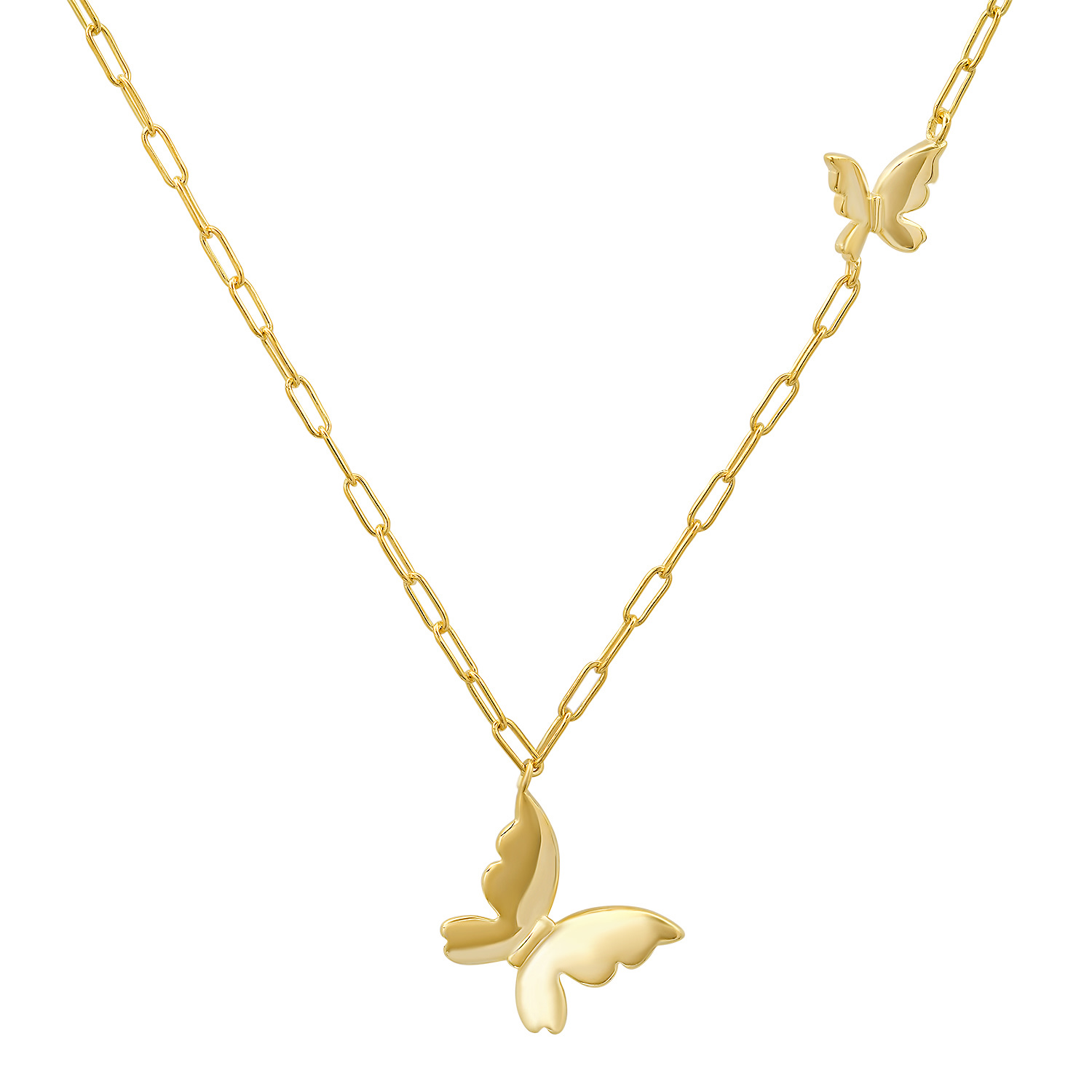 Women’s Gold Petite Paper Clip Floating Butterfly Necklace Kylie Harper